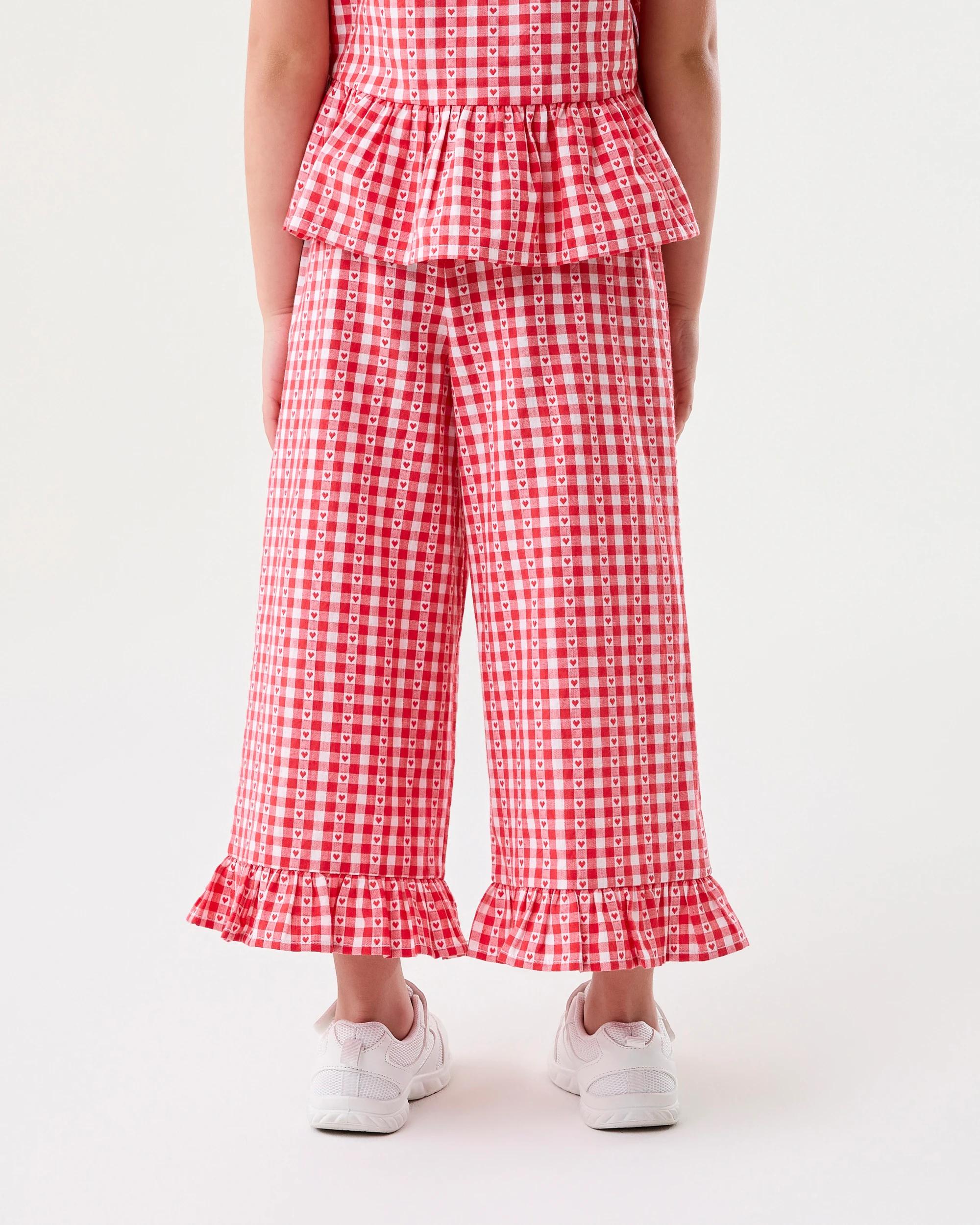 2 Frill Hem Pants Red Check, 2 of 6