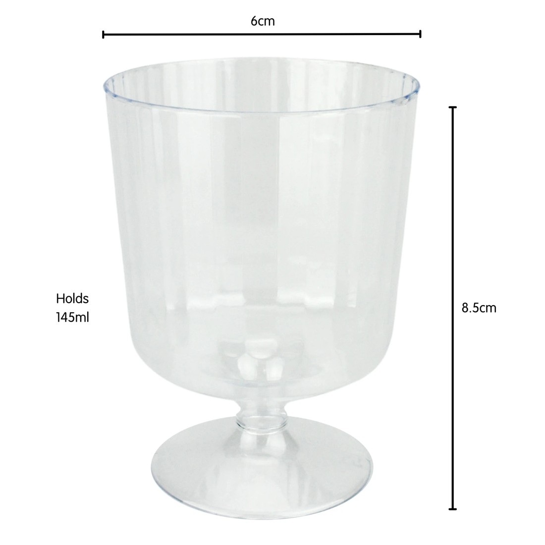 2 Alpen Clear Plastic Ribbed Reusable Mini Wine Glasses 145ml (Pack of 15), 2 of 3