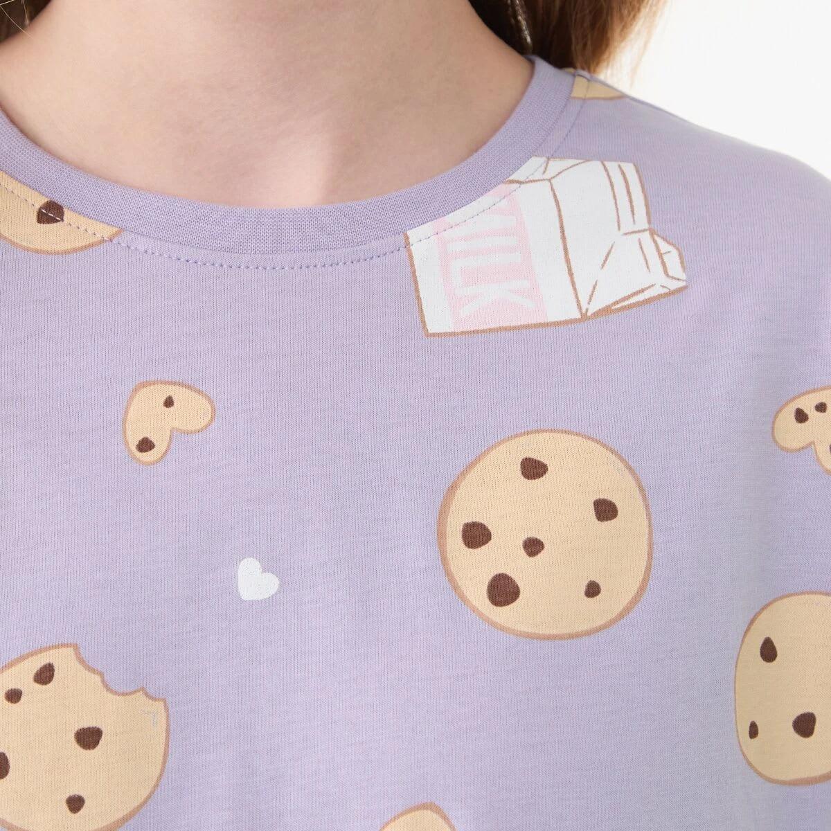 4 Short Sleeve Top Jersey Pyjama Set PURPLE COOKIE, 4 of 6