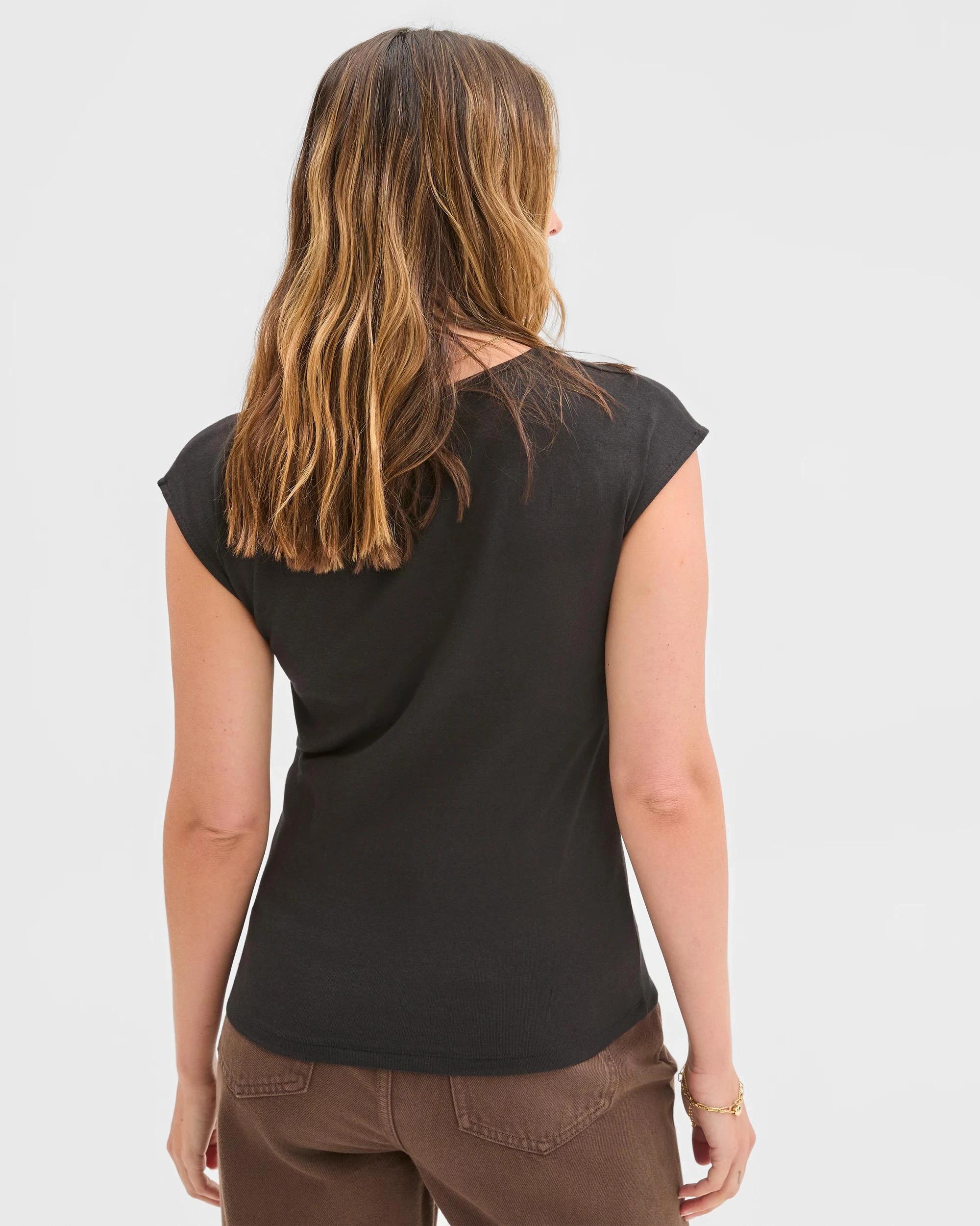 6 Target Australian Cotton Blend Soft Touch Front Gathered Seam T-Shirt BLACK, 6 of 6