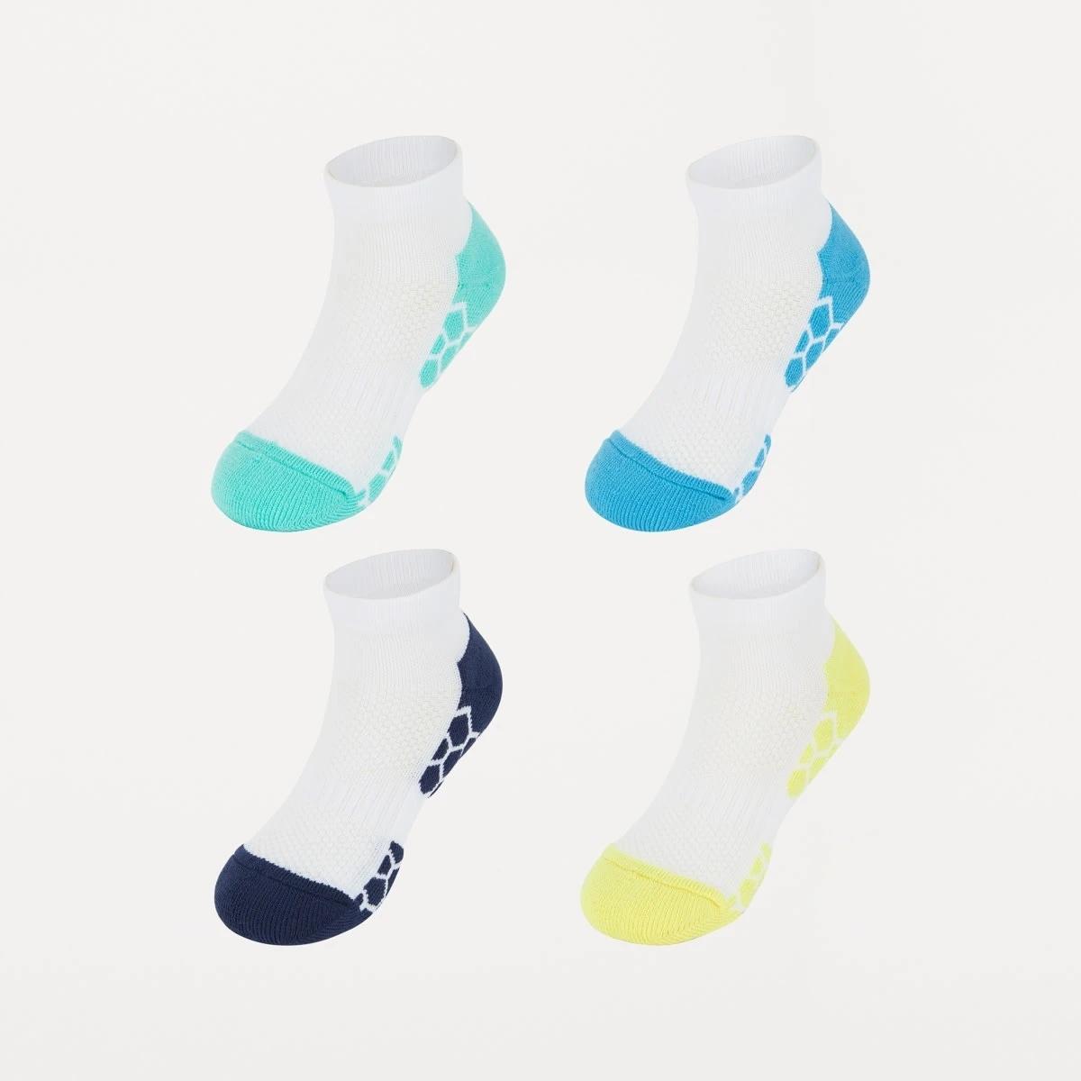 1 4 Pack Active Kids Performance Low Cut Socks NEON WHITE, 1 of 3