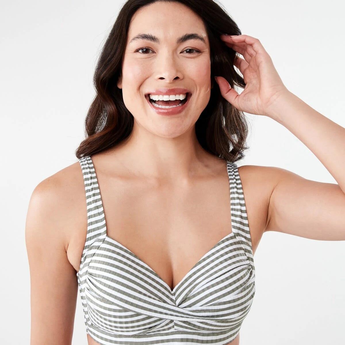 6 Twist Front Bikini Top BURNT OLIVE STRIPE, 6 of 7