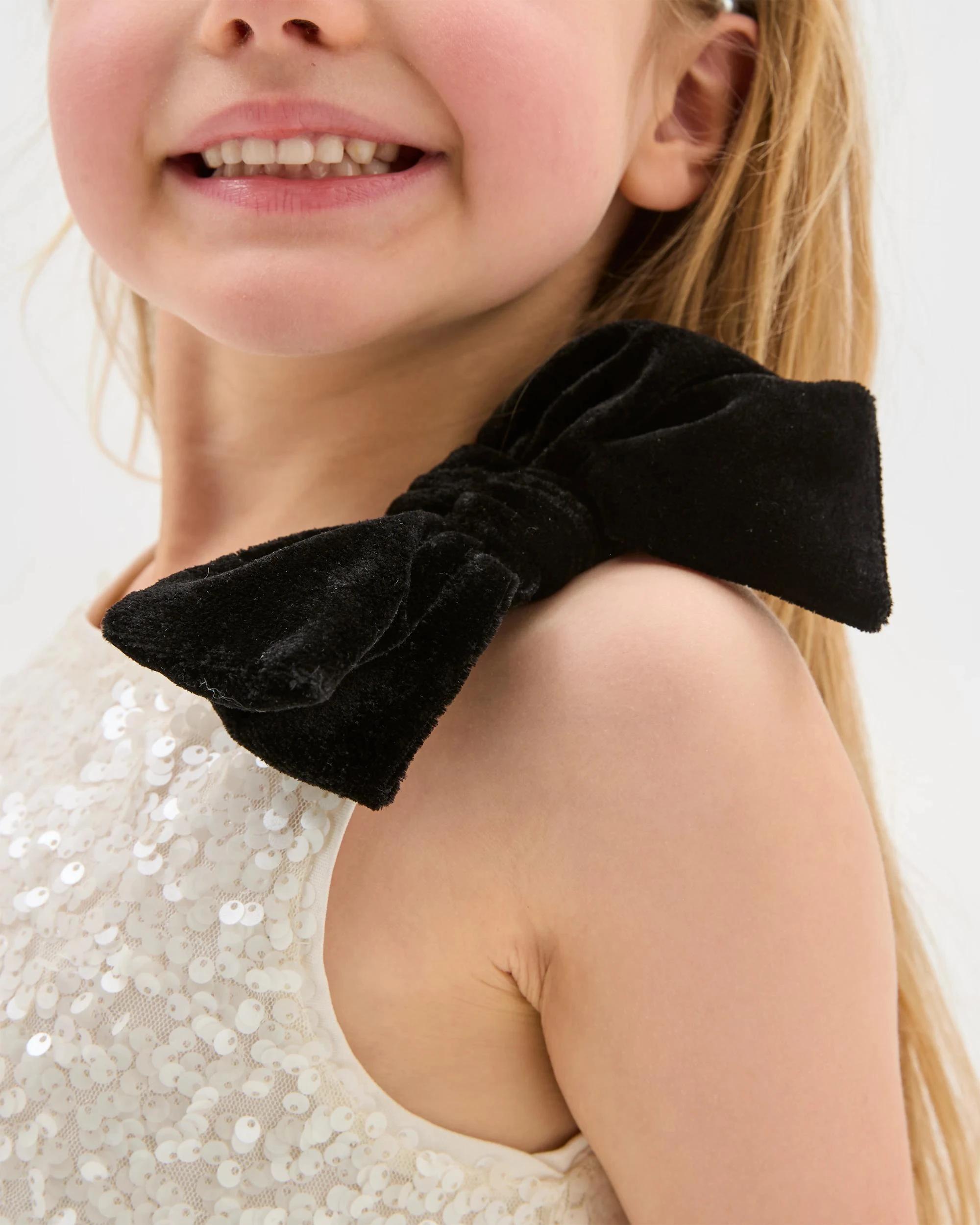 4 Target Kids Sequin Velour Bow Occasion Dress CREAM, 4 of 10