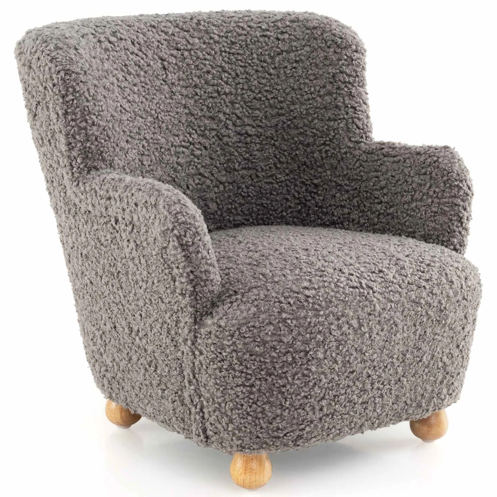 1 Costway Sherpa Sofa Comfy Armchair Upholstered Reading Chair - Grey, 1 of 2