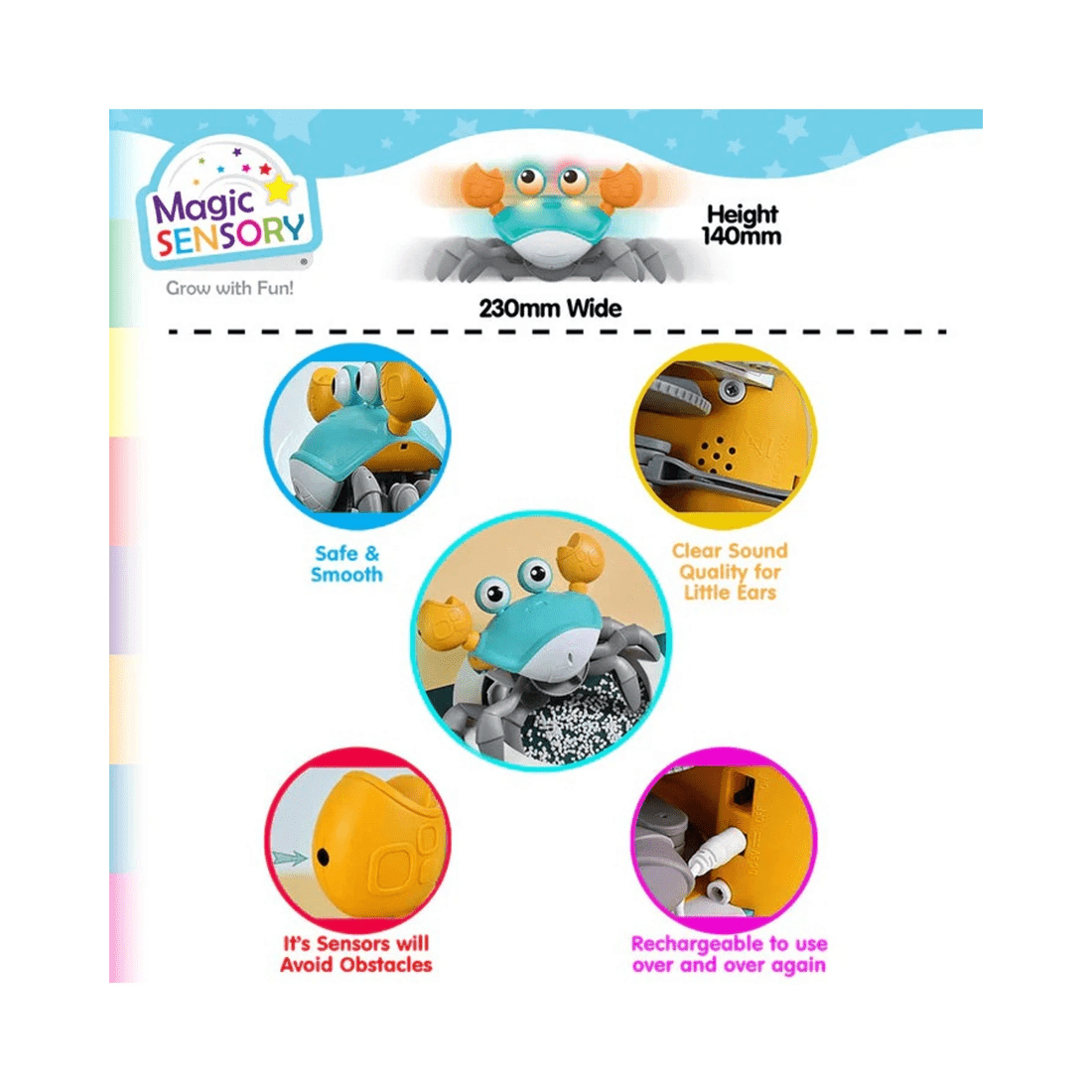 4 Magic Sensory Interactive Crawling Crab Toy - Blue, 4 of 6