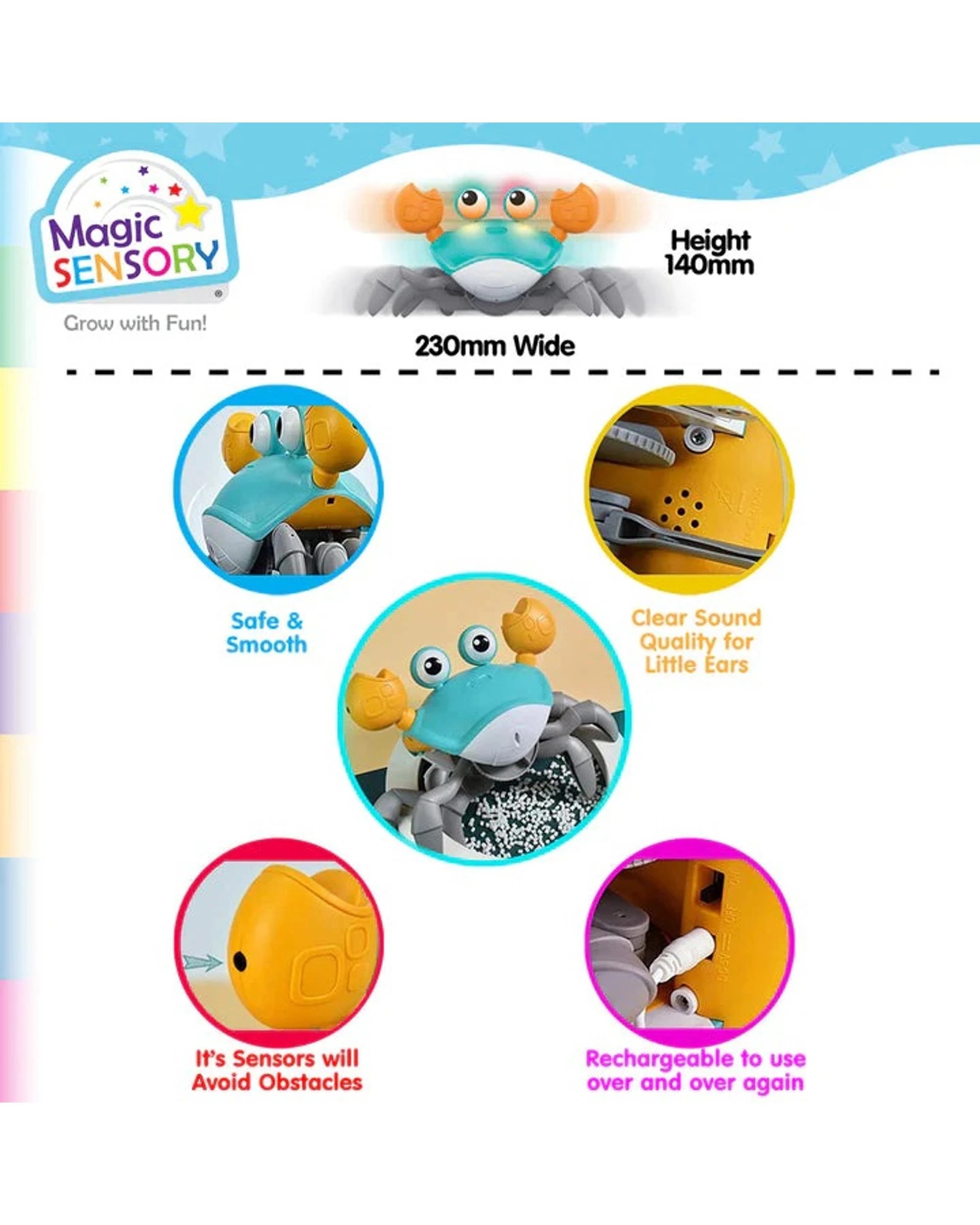 4 Magic Sensory Interactive Crawling Crab Toy - Blue, 4 of 6