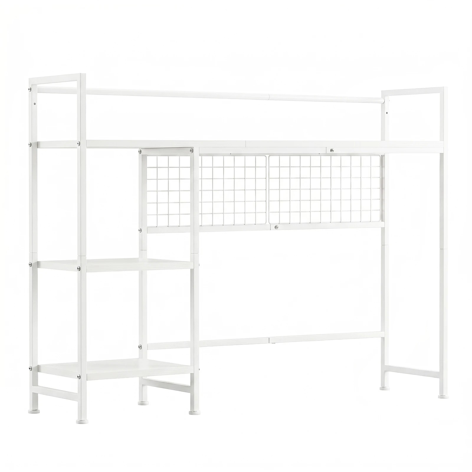 1 Advwin Desktop Organizer Shelf  Desktop Display Rack with Open shelves & 5 Hooks Desk Hutch for Computer Desk - White, 1 of 8