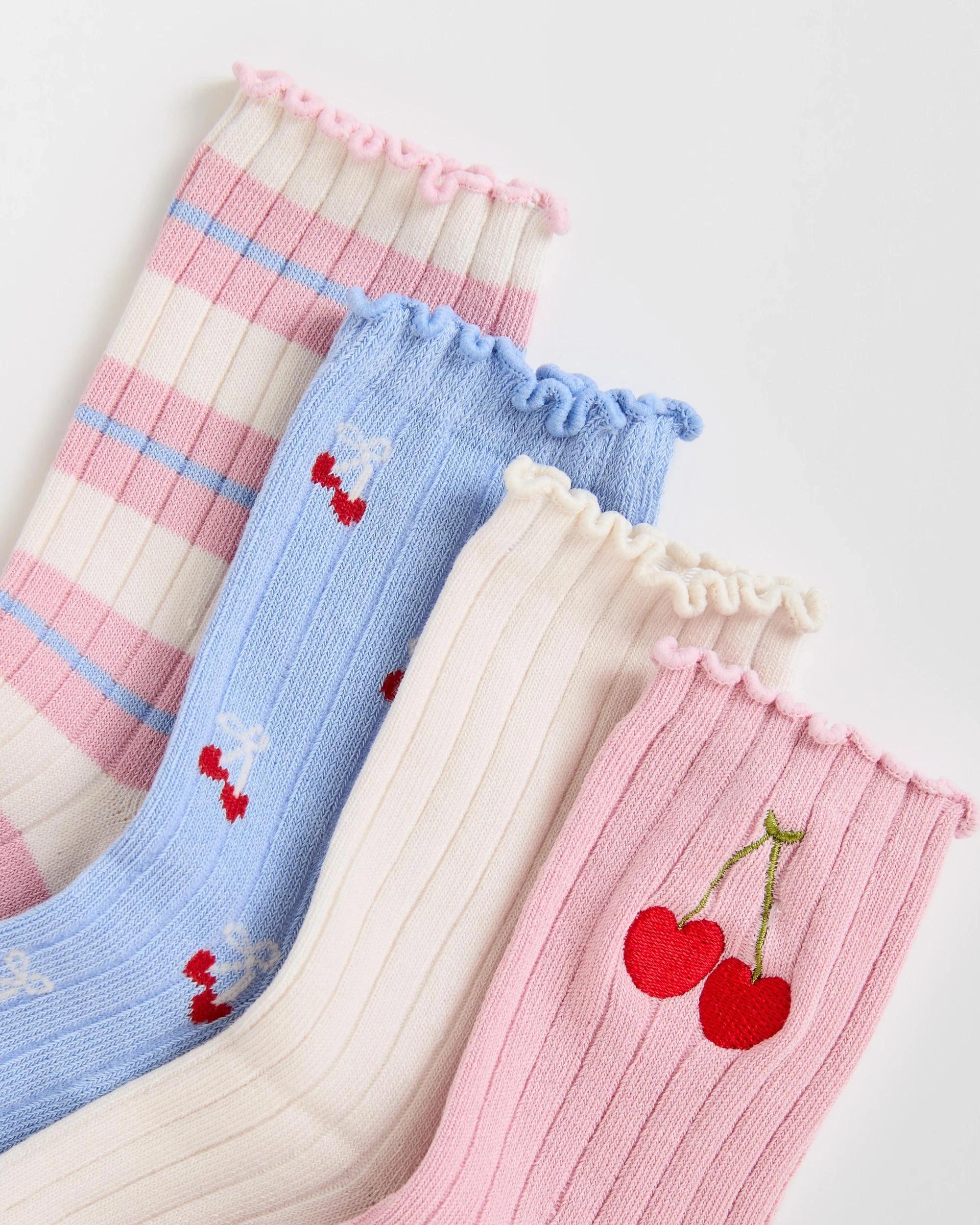 2 Maxx Australian Cotton Blend 4 Pack Girls Rib Crew Socks CHERRY, 2 of 3