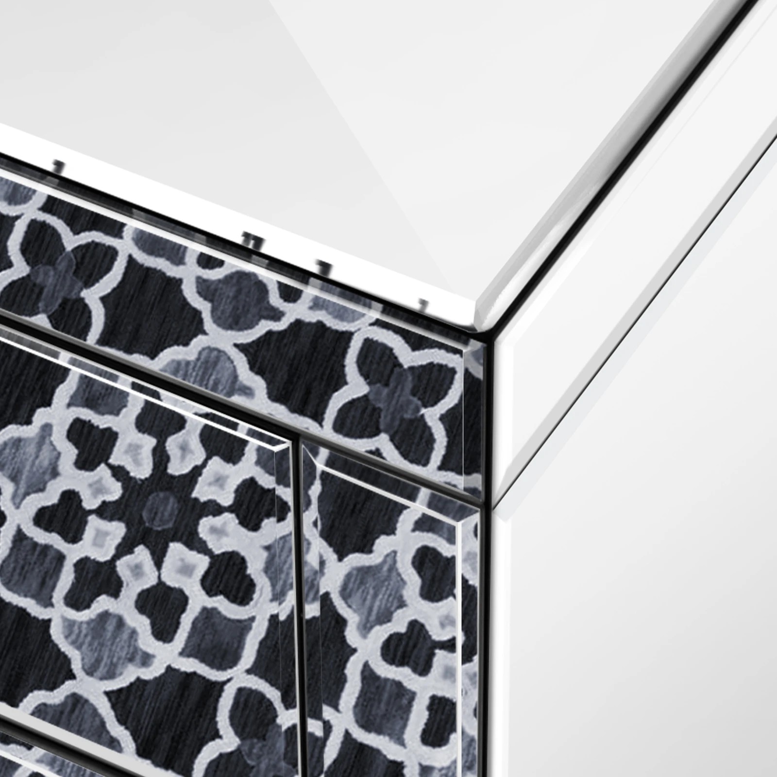 7 Alfordson Bedside Table Mirrored Cabinet Nightstand Side End Table Drawers - Silver, 7 of 10