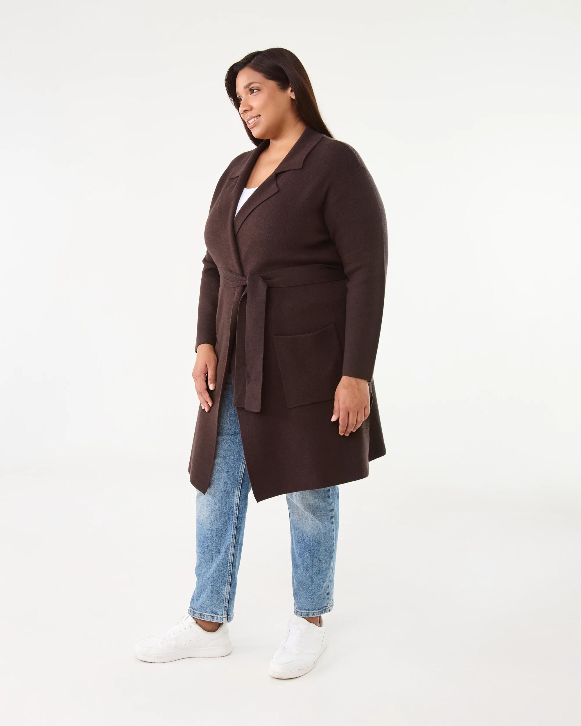 2 Curve Trench Coatigan Choc Plum, 2 of 8