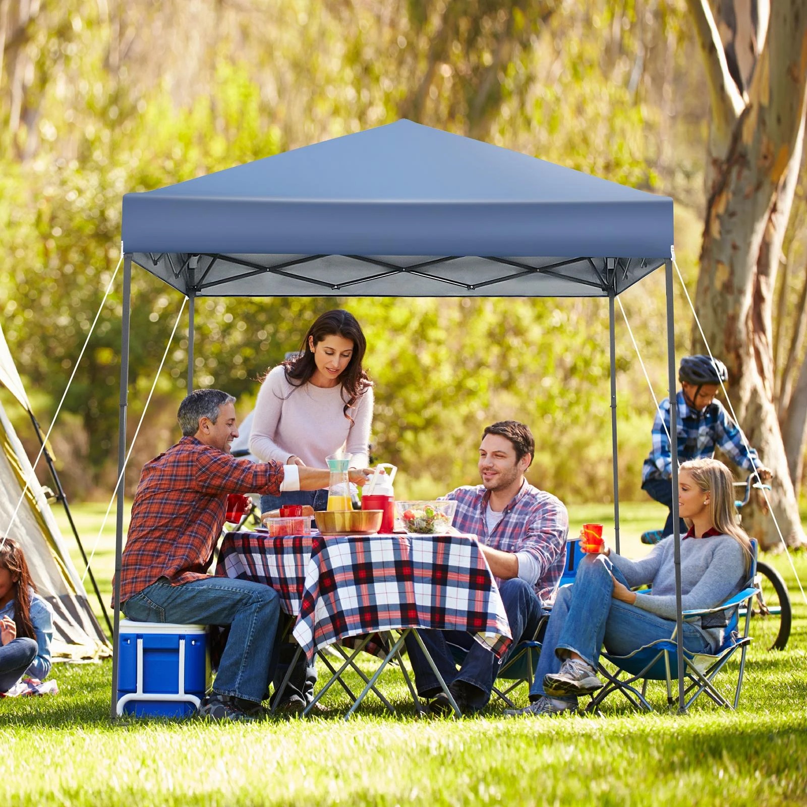 3 Costway 2x2m Gazebo Pop-up Marquee Portable Sun Shelter Canopy Tent - Blue, 3 of 3