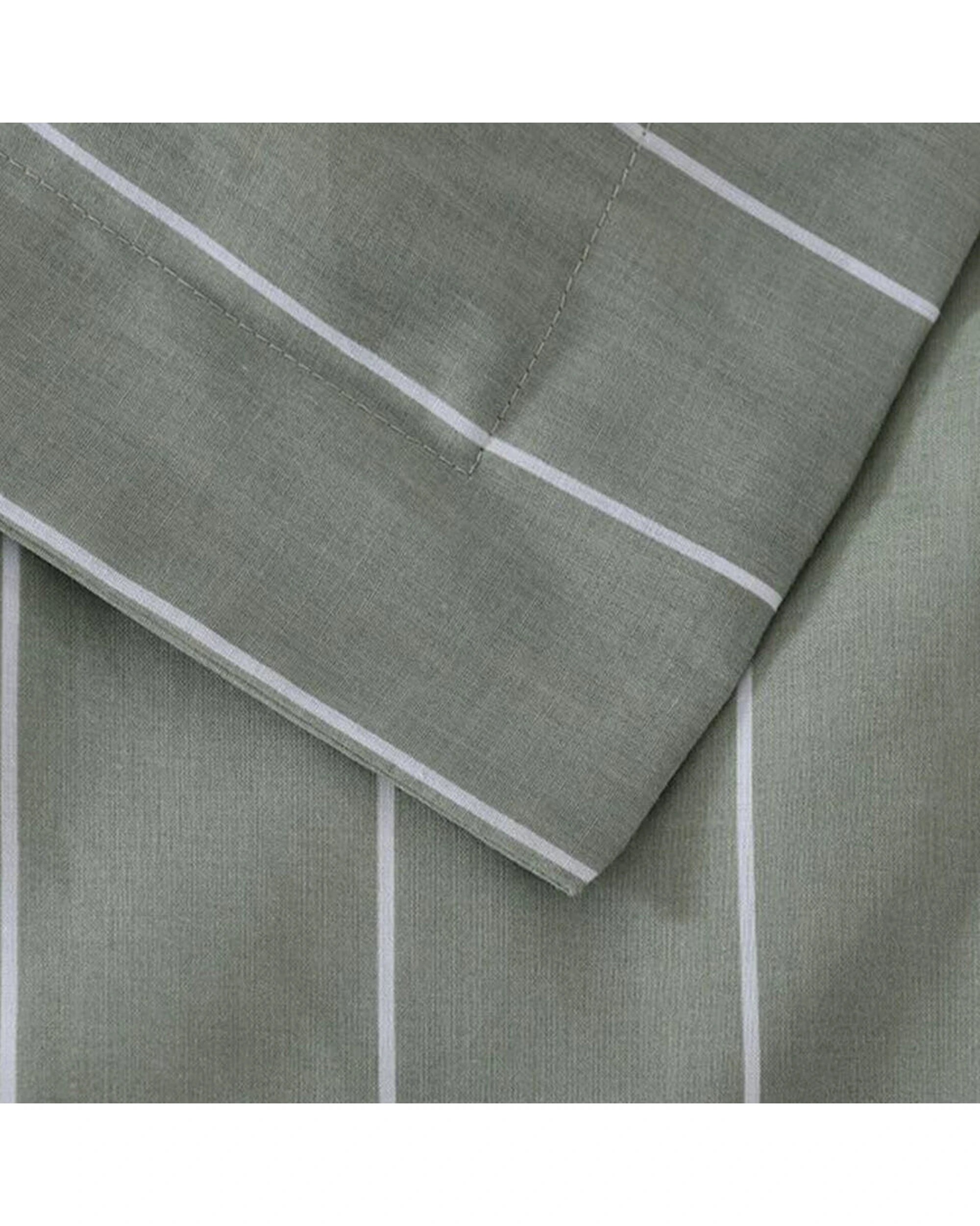 4 Jason Commercial Studio Stripe Quilt Cover Set Sage 180x210cm - Green, 4 of 4