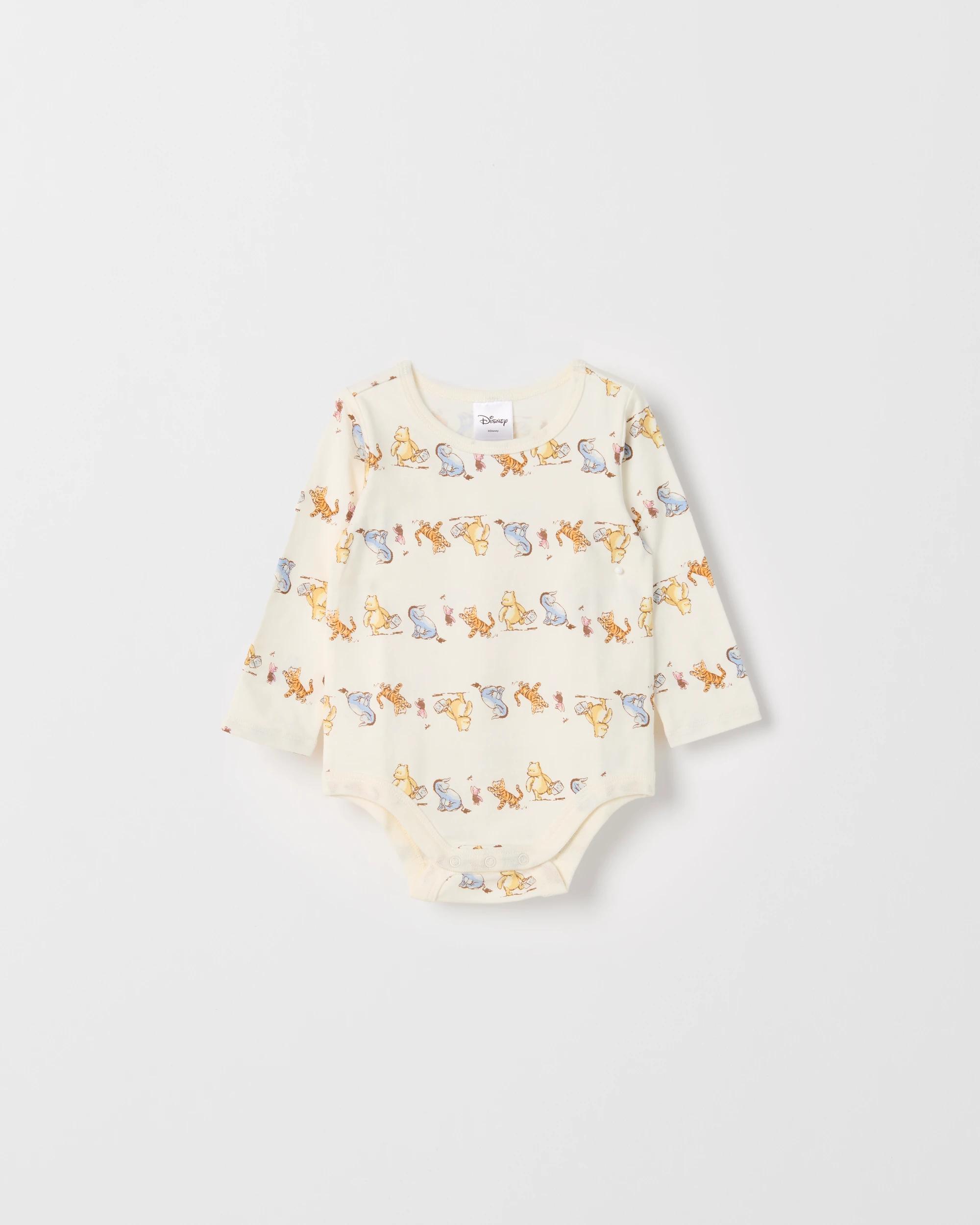 3 Disney Winnie The Pooh Australian Cotton 2 Pack Baby Bodysuits WINNIE, 3 of 5