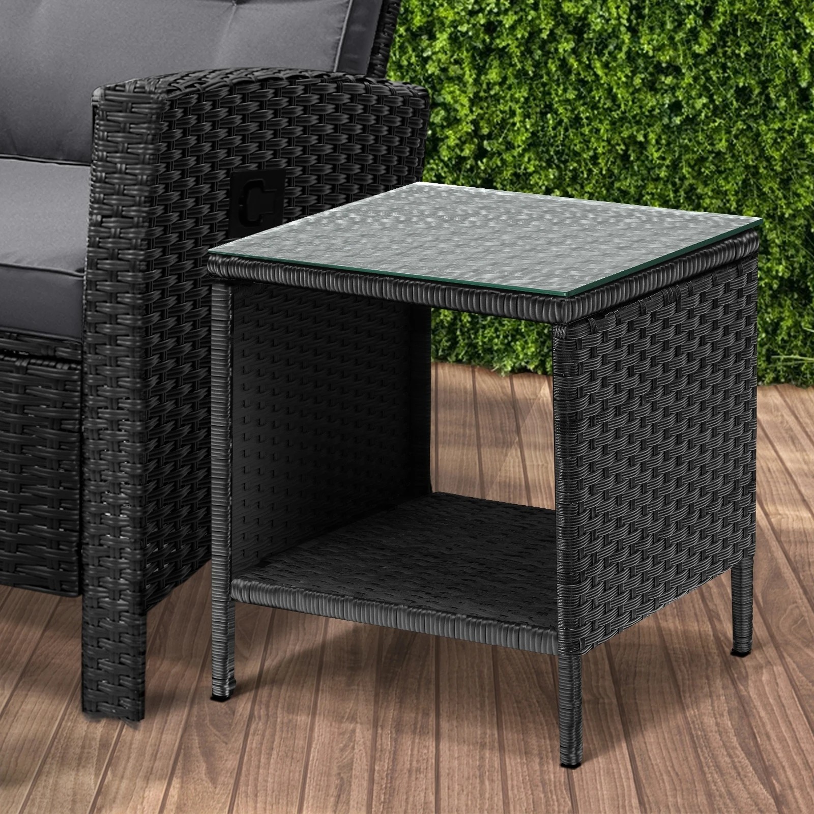 4 Livsip Outdoor  Recliner Chair & Table Set Wicker Lounge Patio Furniture Setting
 - Black, 4 of 10