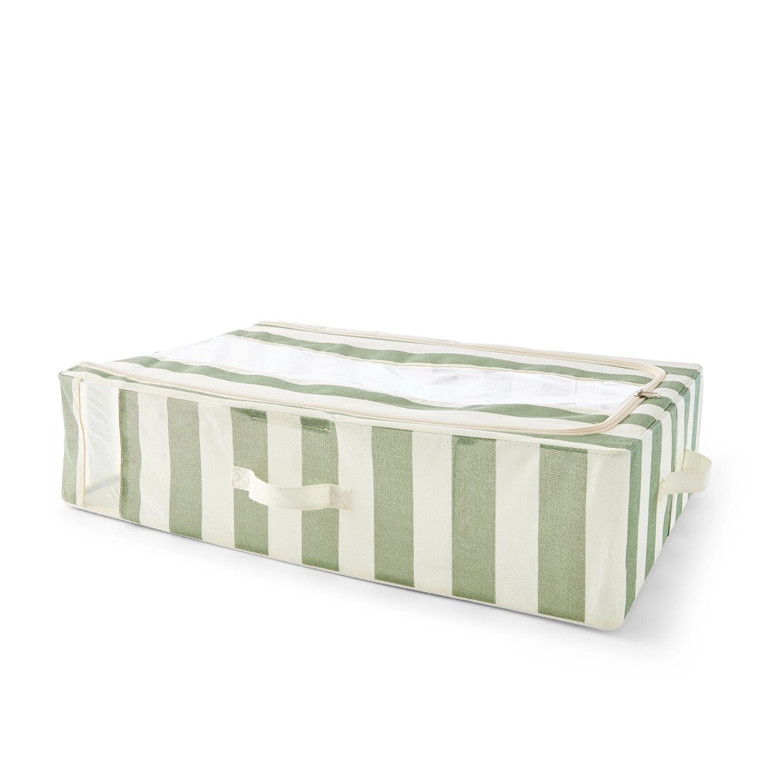 4 Linen Look Underbed Collapsible Box - Green Stripe, 4 of 8