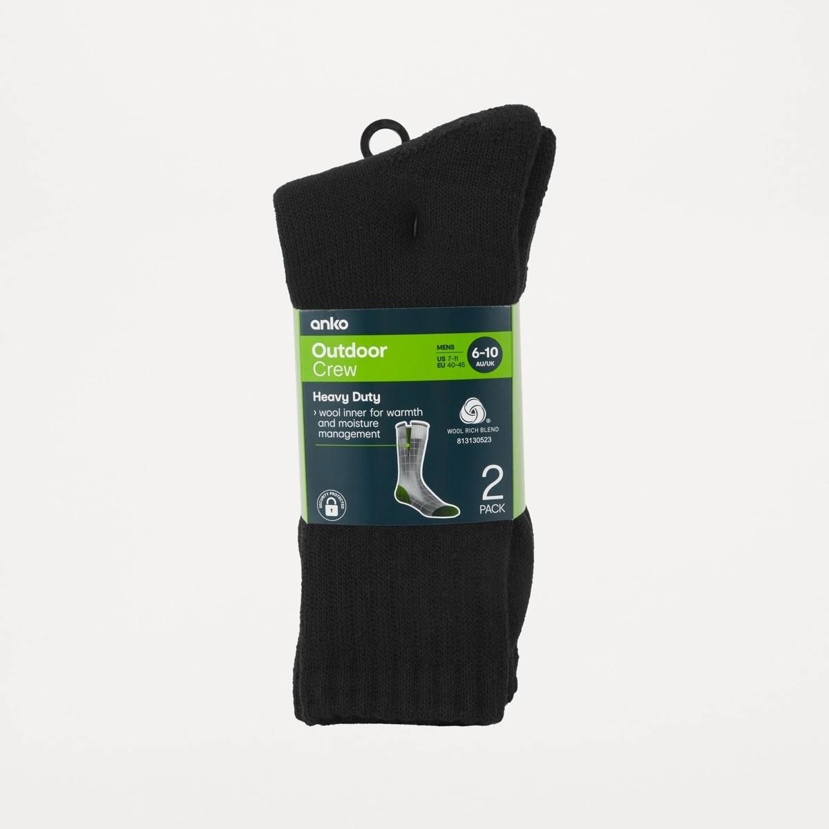 3 2 Pack Wool Blend Crew Socks BLACK WOOL SOCK, 3 of 3