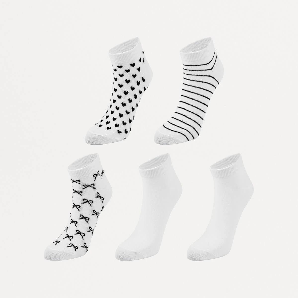 1 5 Pack Fashion Low Cut Socks WHITE, 1 of 3