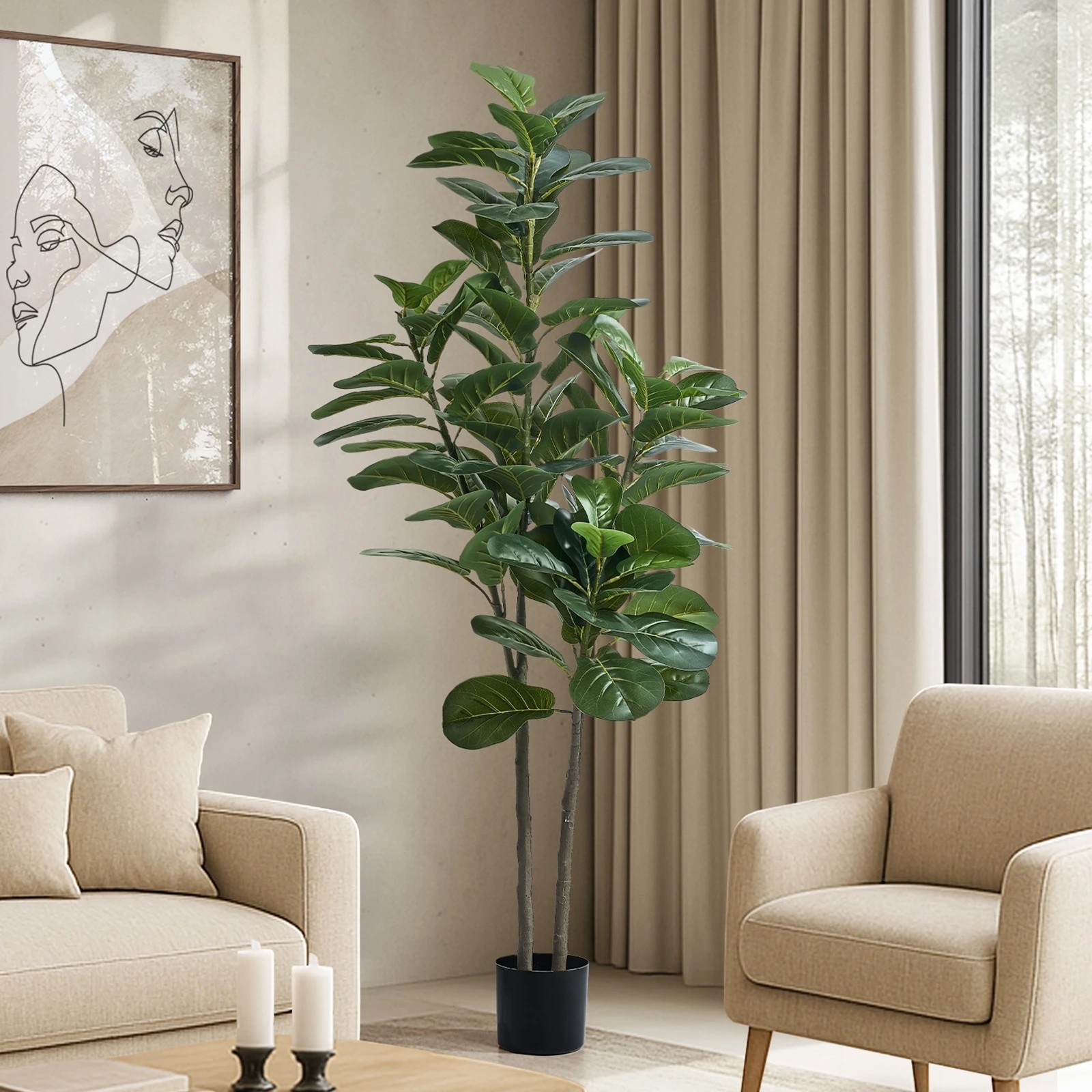 3 Livsip 150cm Artificial Fiddle Leaf Fig Tree - Green, 3 of 10