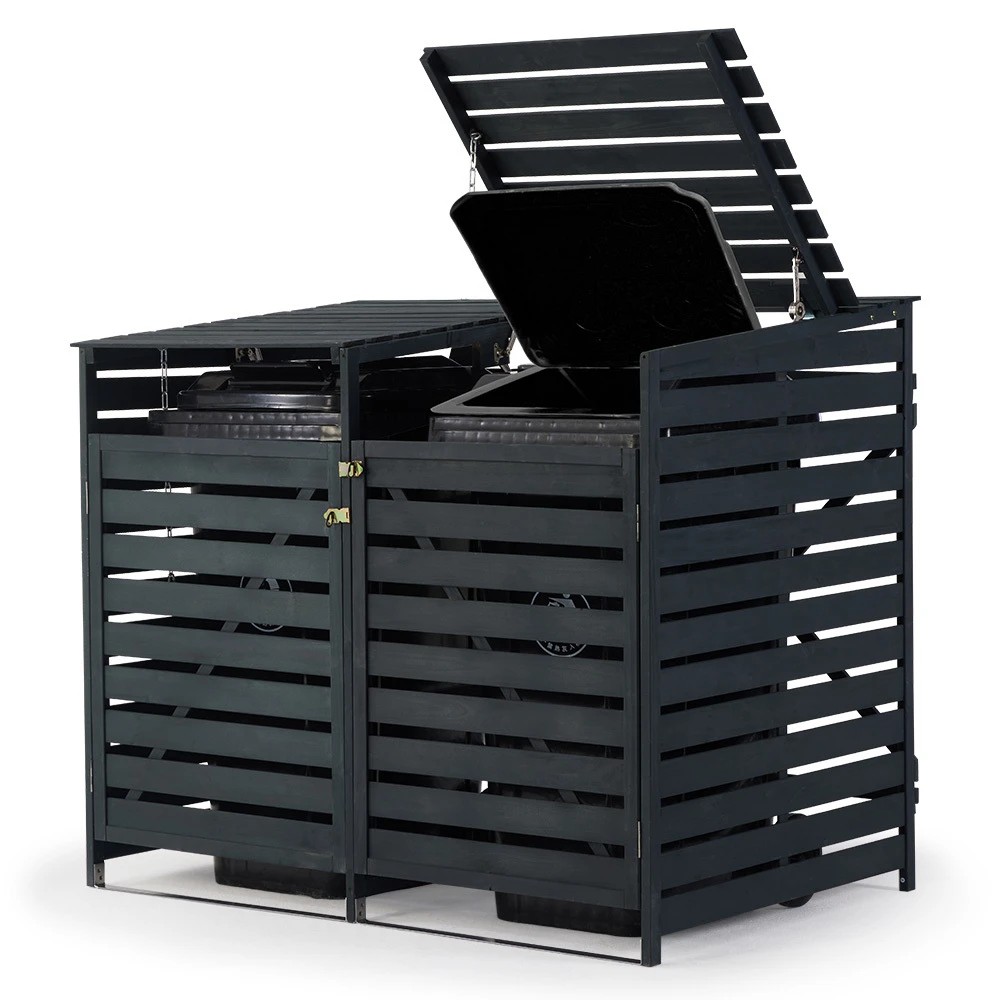 1 PlantCraft Double Wood Wheelie Bins Storage Shed, 1 of 1