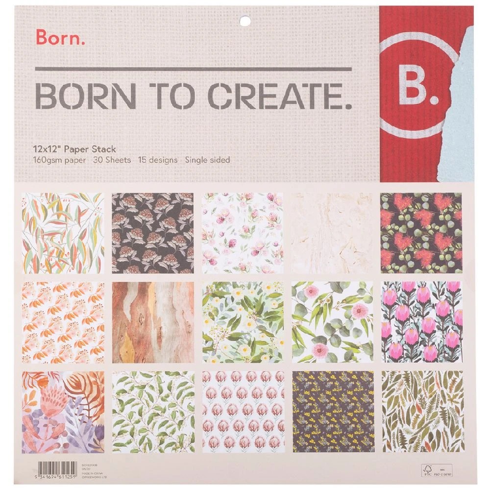 1 Born Paper Stack 30 x 30cm Native Sheets, 1 of 2