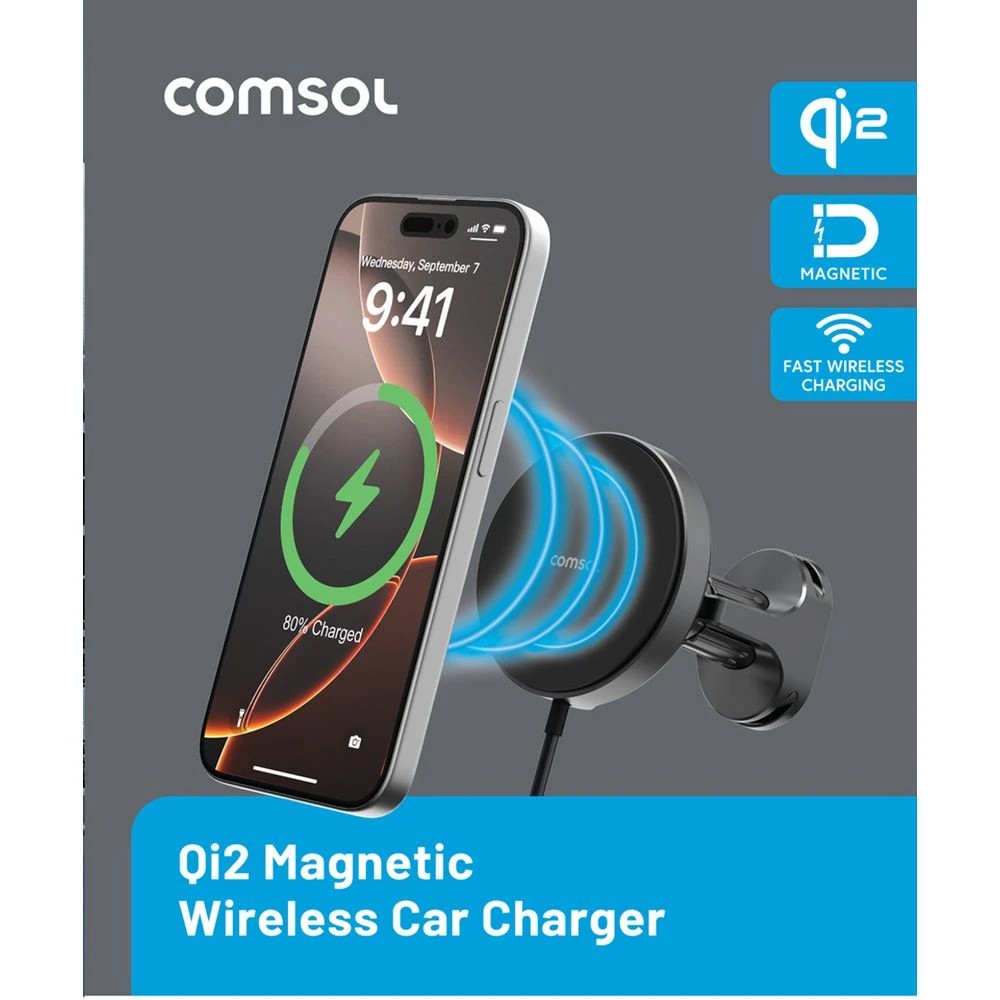 2 Comsol Drive Qi2 Wireless Car Charger Black, 2 of 5