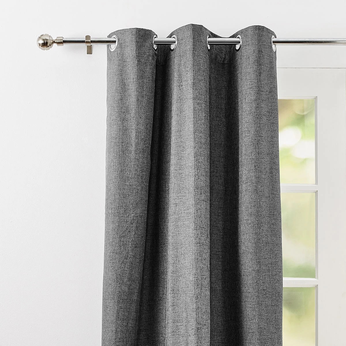 2 Monaco Eyelet Block Out Curtain - Pepper - 120cm x 213cm, 2 of 8