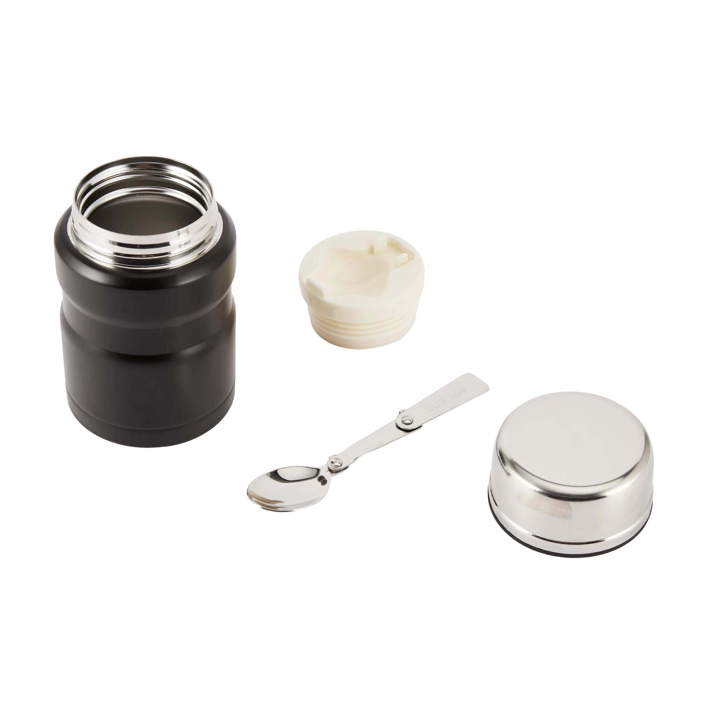 4 490ml Black Food Flask with Spoon, 4 of 7