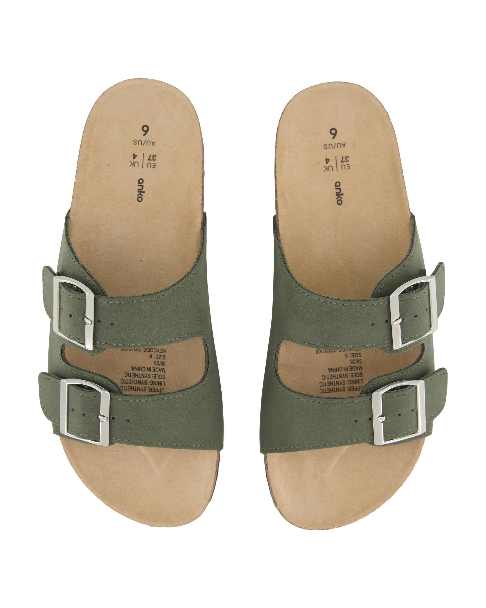 2 Two Band Buckle Footbed Slides BEETLE, 2 of 3