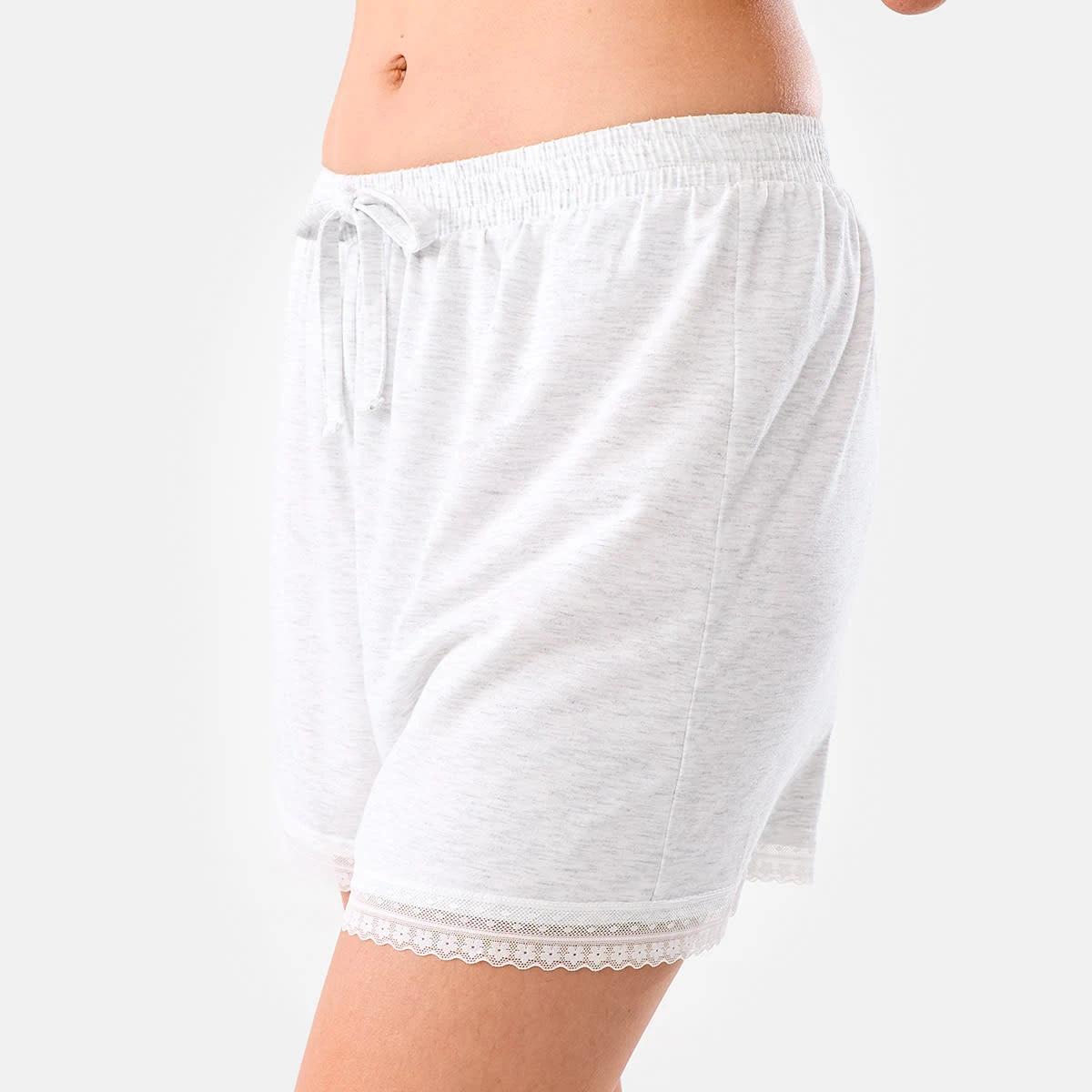 2 Lace Trim Comfort Shorts Wht Marle, 2 of 6