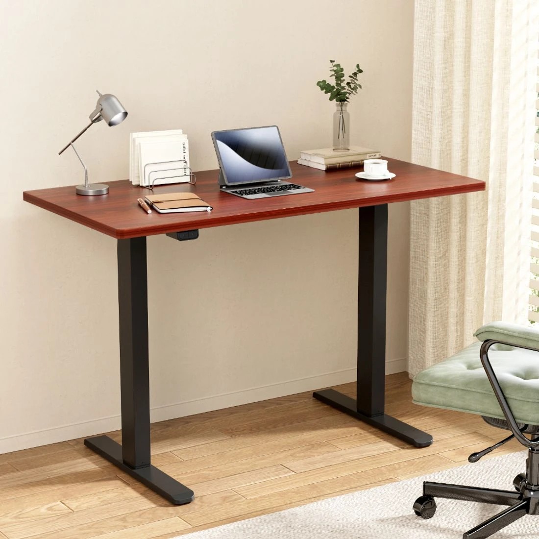 3 Artiss Standing Desk Motorised Walnut 120CM - Black, 3 of 7