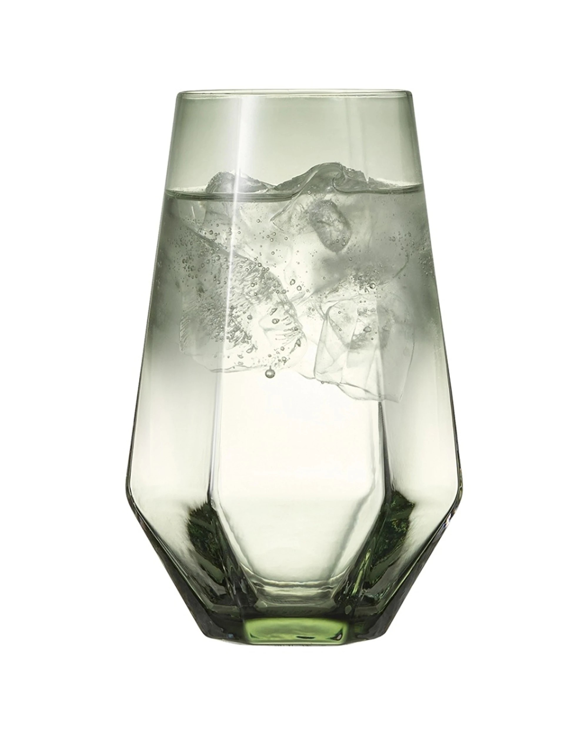3 Ecology 4pc Jemma Geometric Highball Hiball Glass Set 480ml Willow Smokey - Green, 3 of 5