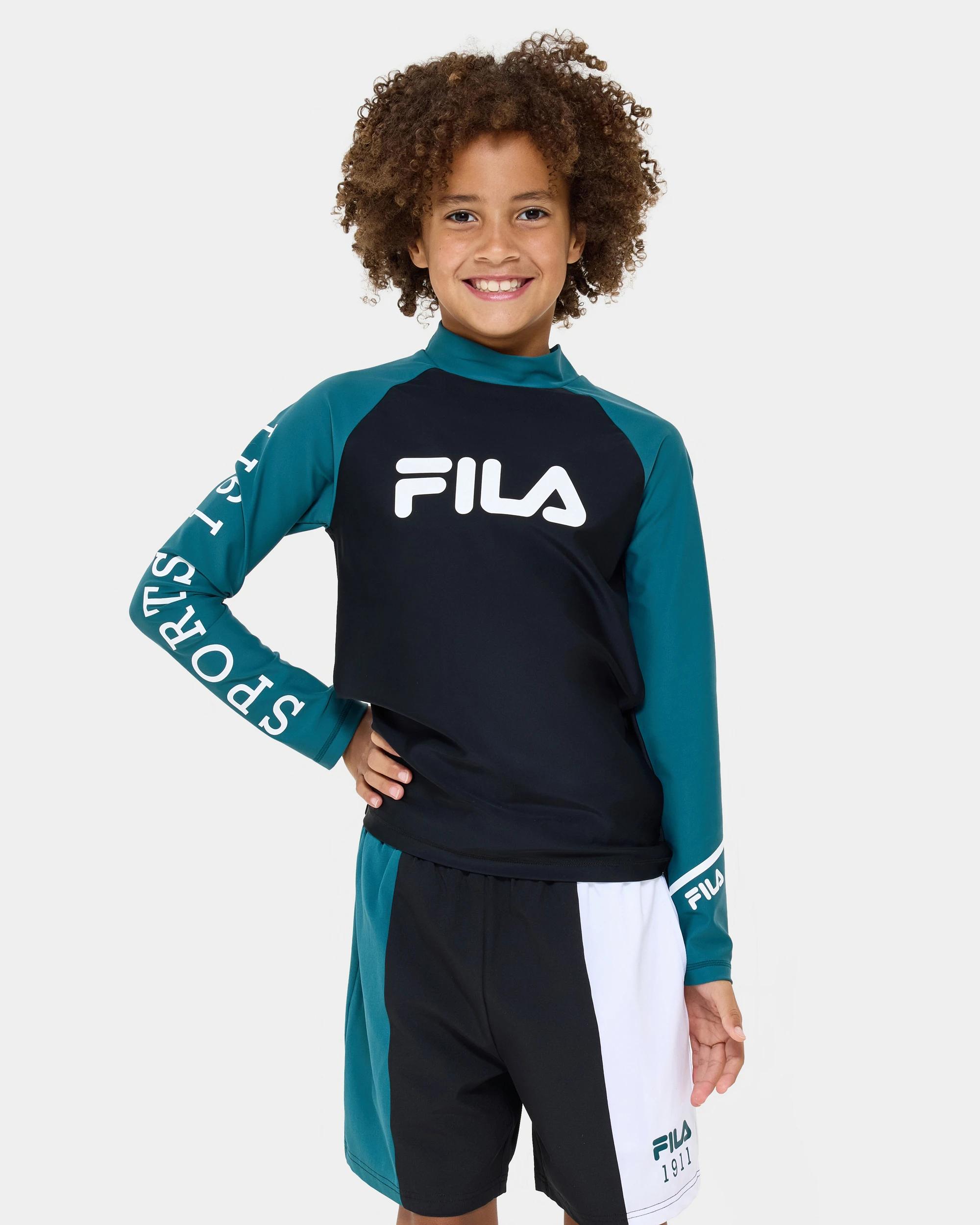 1 Ads Splice Long Sleeve Rash Vest - Fila BLACK, 1 of 7