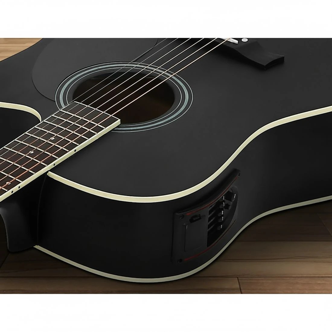 5 Alpha 41 Inch Acoustic Guitar Equaliser Electric Output Cutaway w/ Stand - Black, 5 of 7