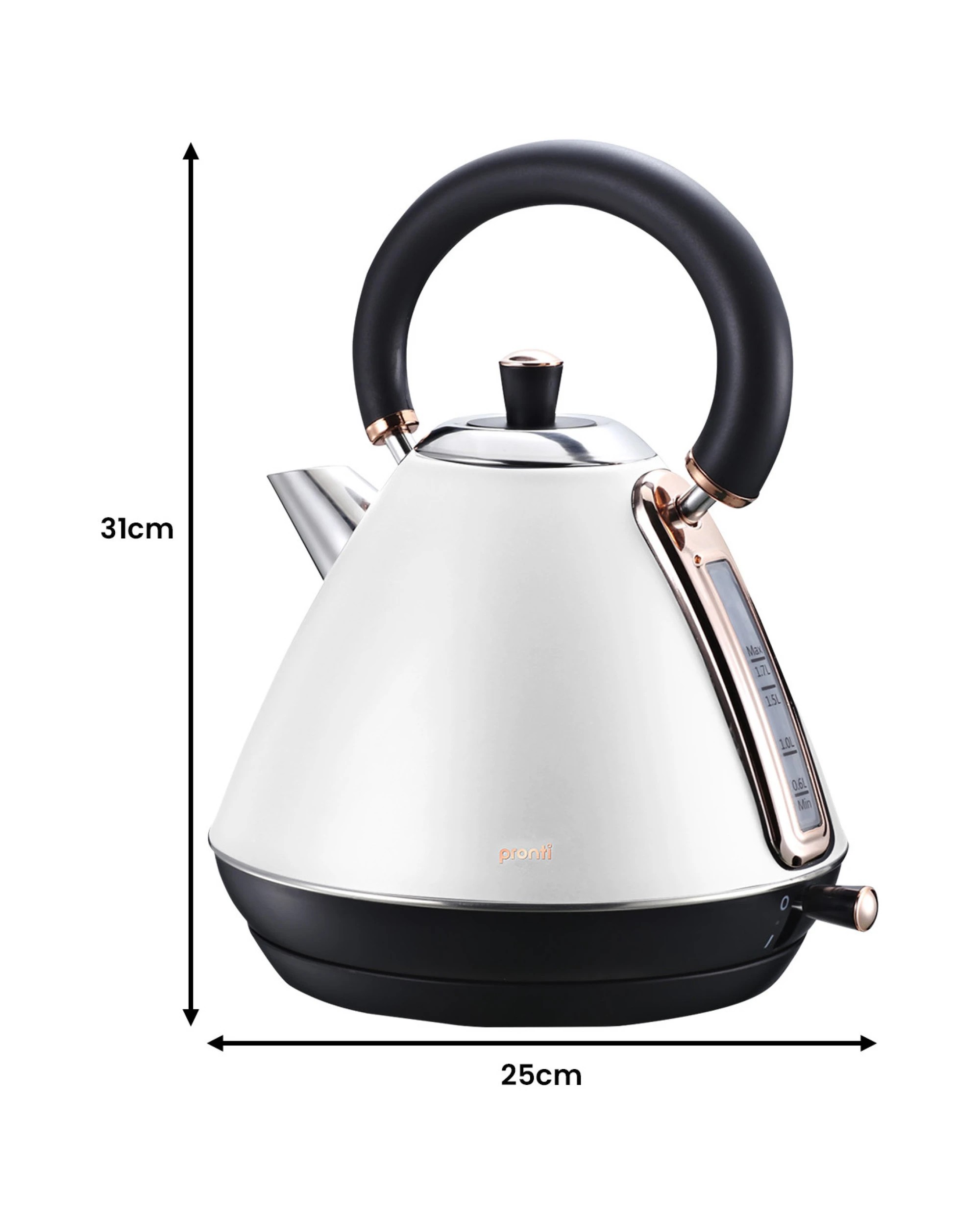 2 Pronti 1.7l Rose Trim Collection Kettle - White, 2 of 10