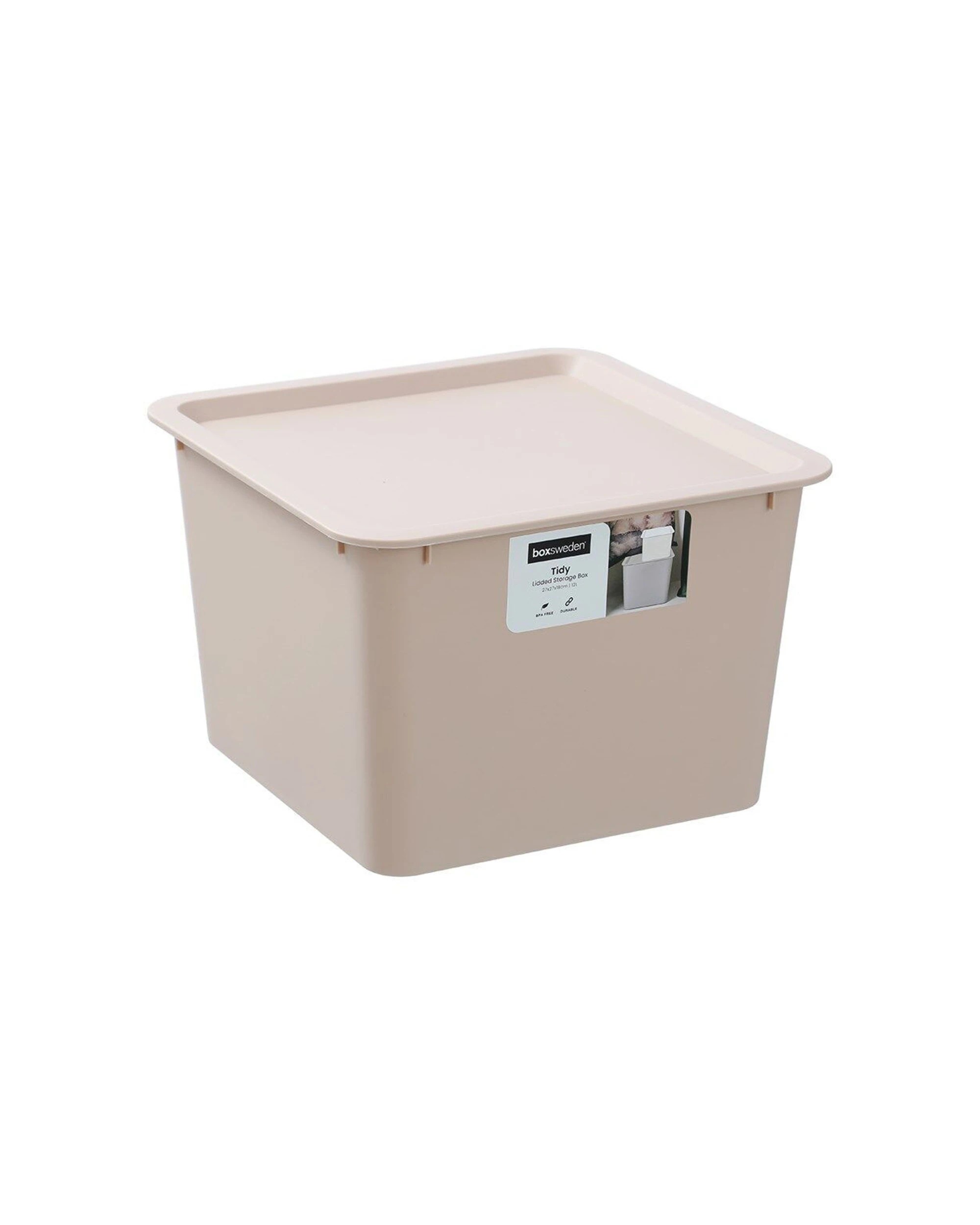 6 Boxsweden Stackable Square Tidy Storage Box With Lid 27cm 12L - Assorted, 6 of 9