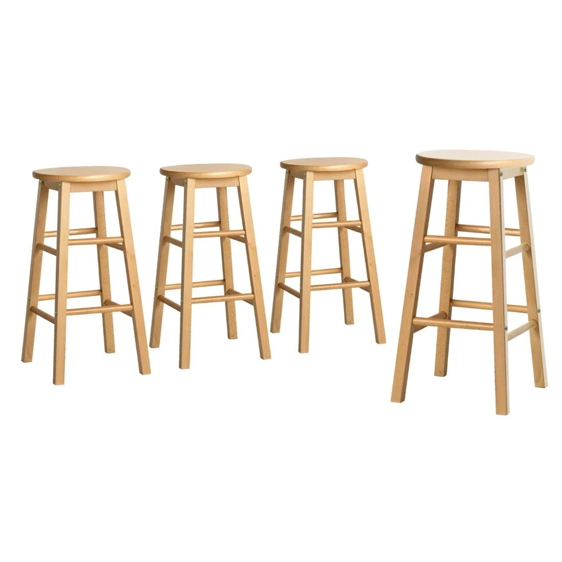 1 Artiss 4x Bar Stools Round Chairs - Brown, 1 of 5