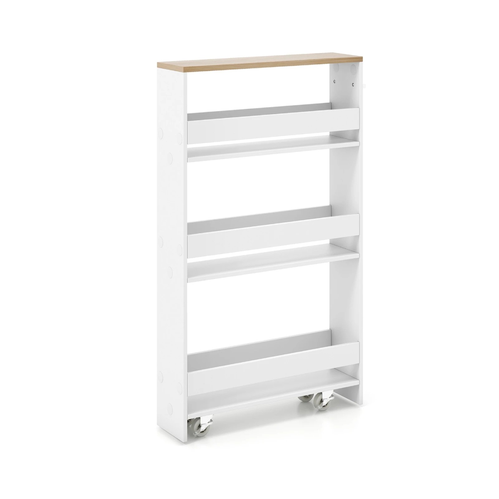 1 Costway 4-Tier Slim Storage Cart White, 1 of 5