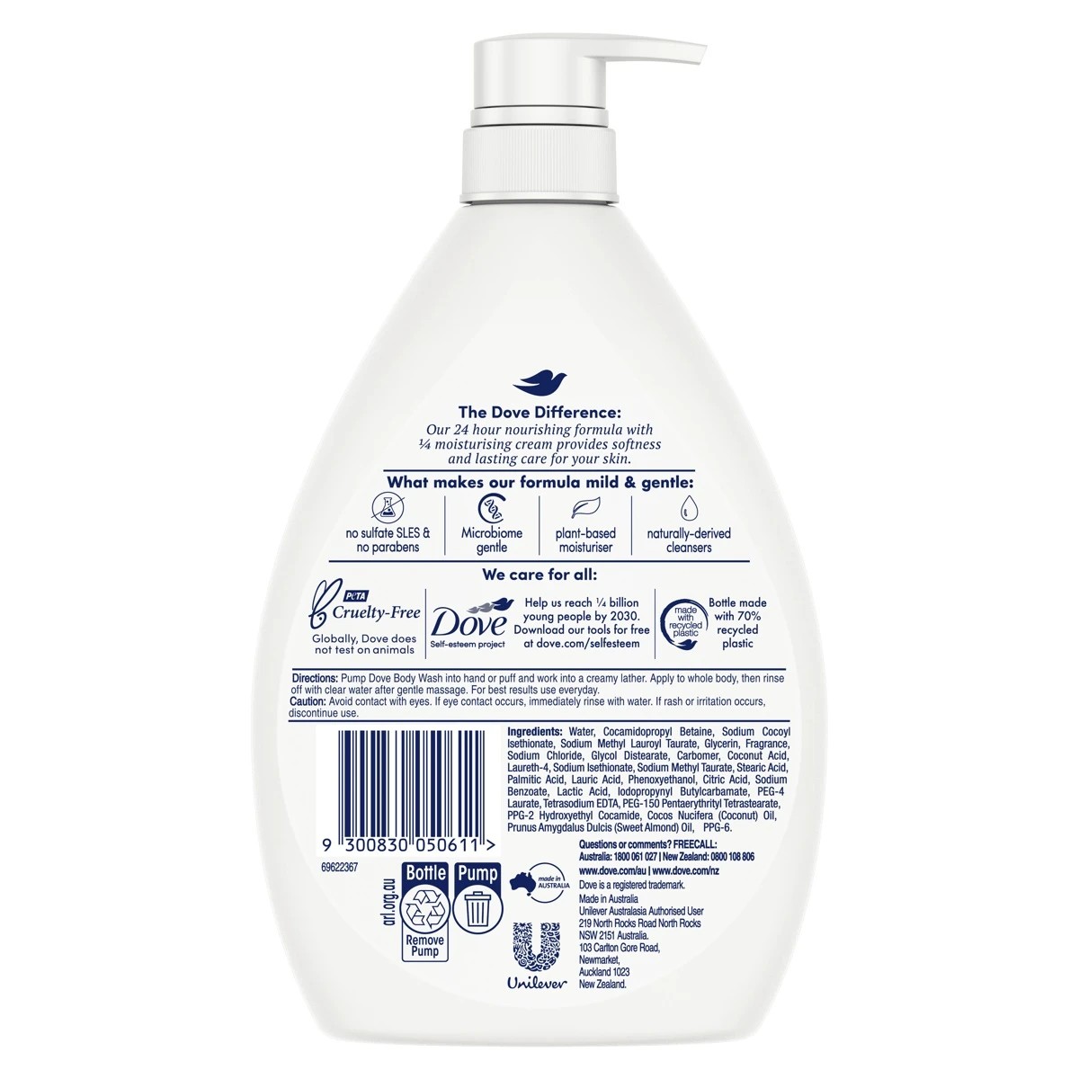 2 Dove Restoring & Nourishing Body Wash 1L - Coconut and Almond Oil, 2 of 9