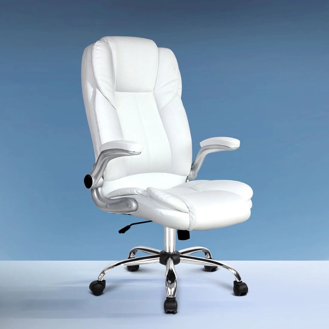 3 Artiss Executive Office Chair Leather Tilt - White, 3 of 9