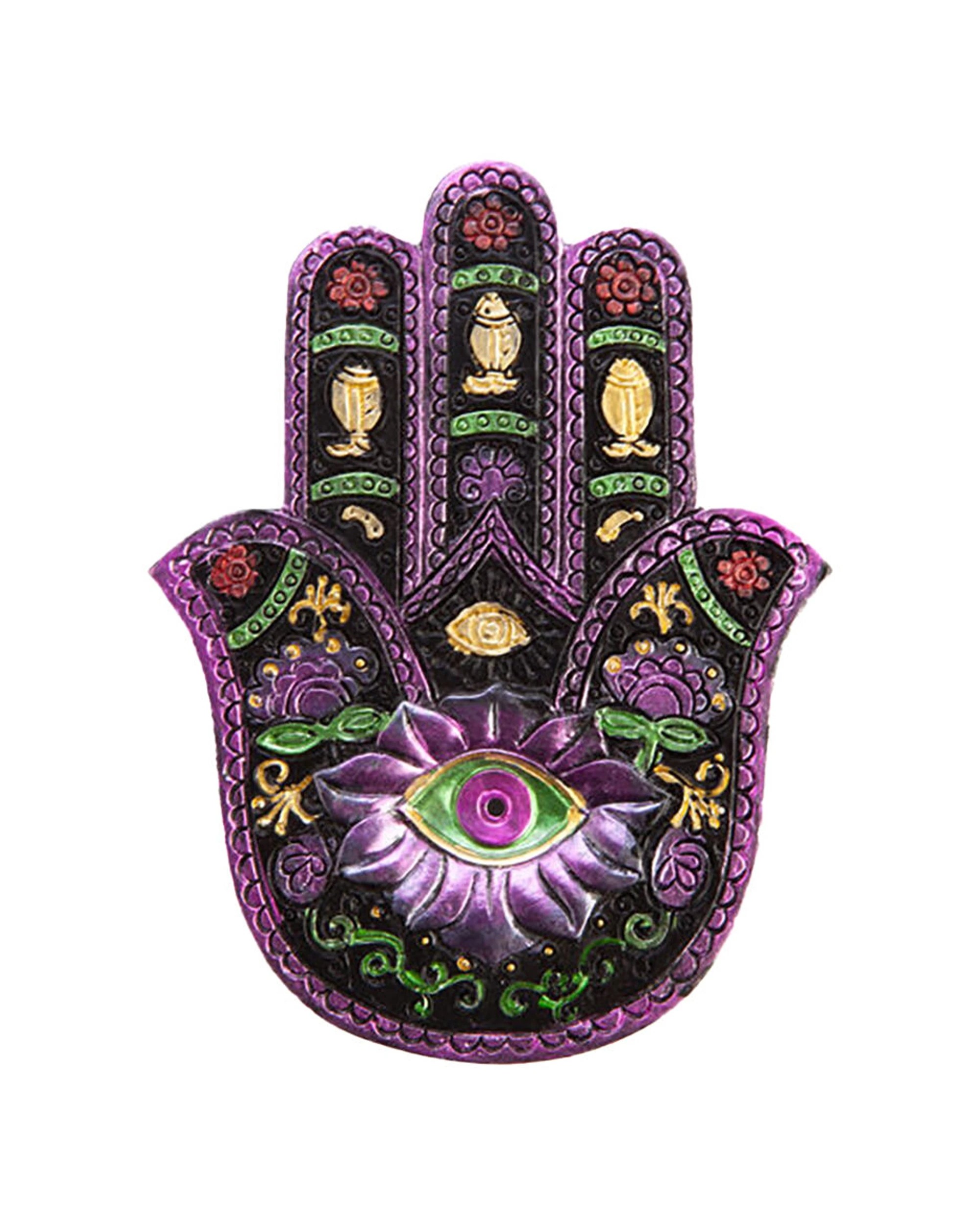 1 MDI Flat Incense Burner & Stick Holder Hamsa 13x2.5cm - Multi, 1 of 2
