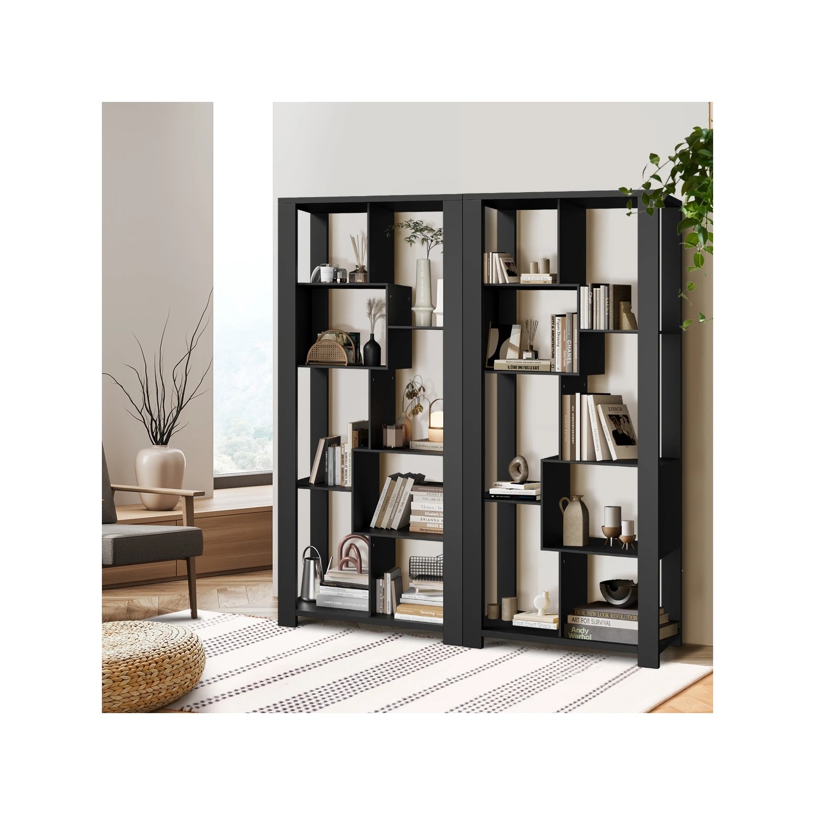 3 Oikiture Bookshelf Display Shelf Storage Cabinet Stand Organiser Bookcase
 - Black, 3 of 9