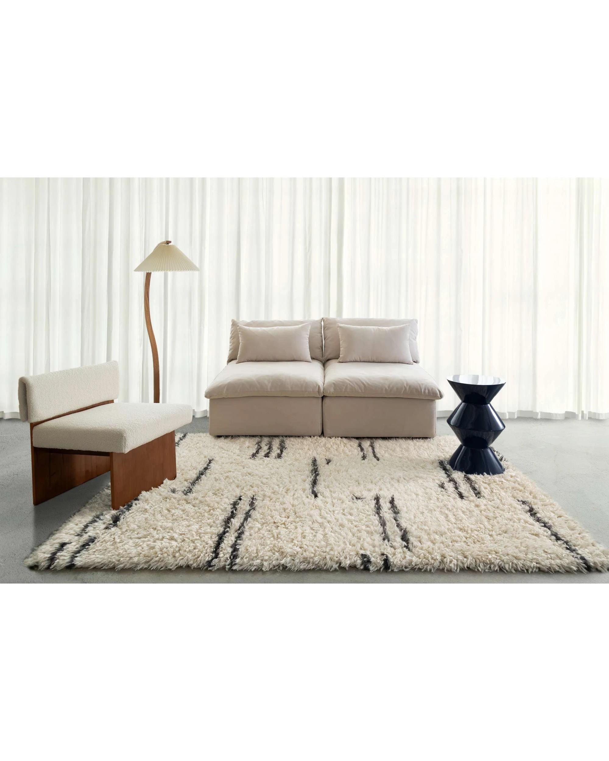 2 Loopsie Bao Striped Shag Rug-290cm x 200cm - White, 2 of 8