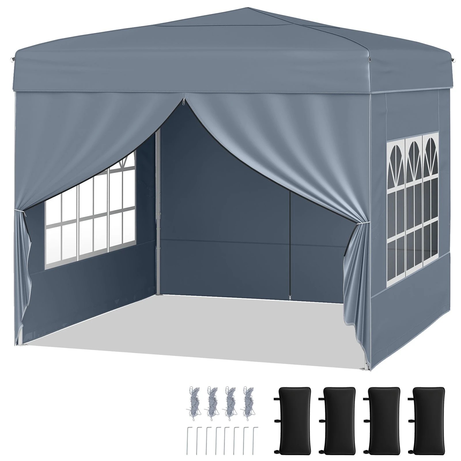 1 Costway 3x3m Pop up Canopy Tent Portable Sunshade Shelter - Grey, 1 of 3