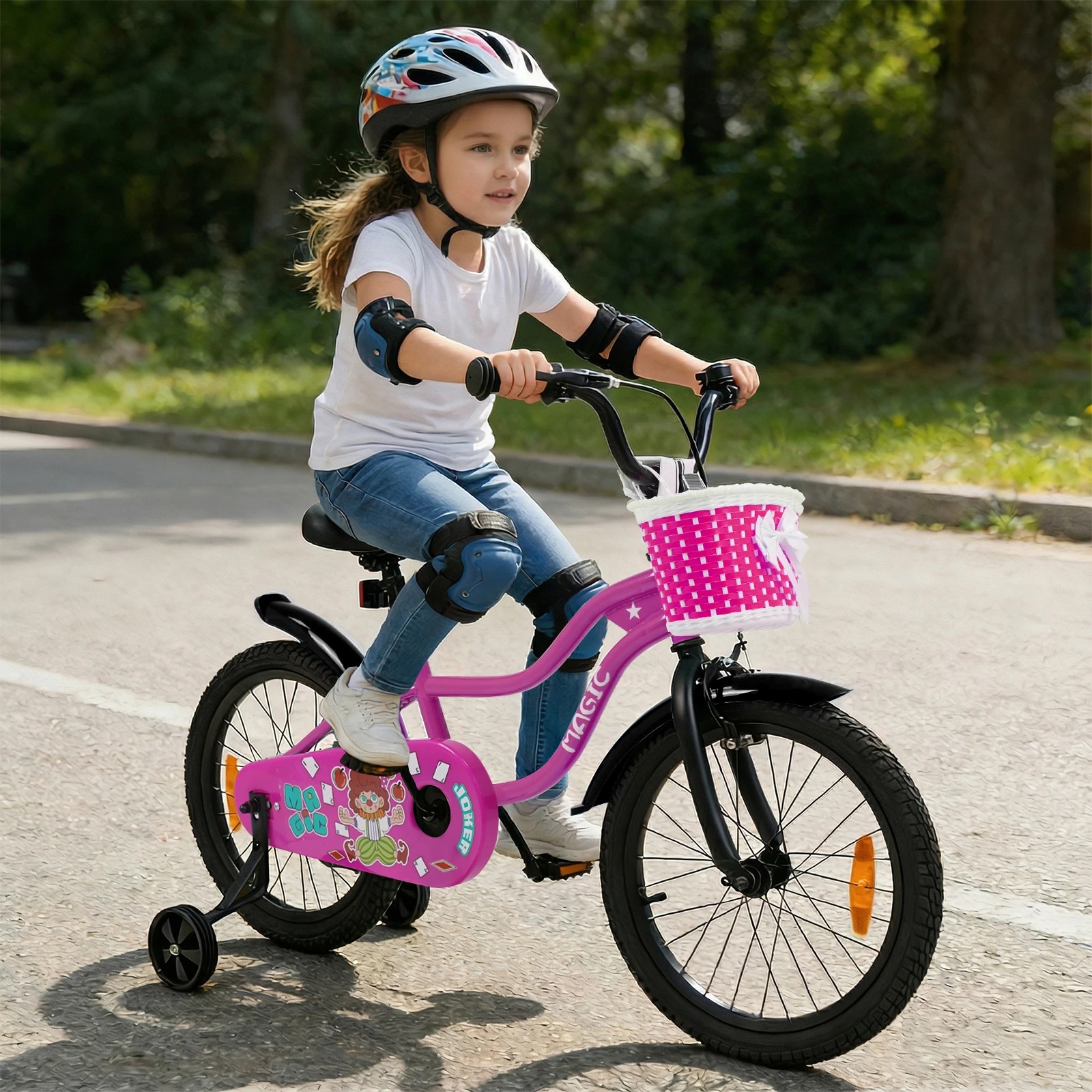 3 Costway 45cm Kid Bicycle Dual Brake Balance Bike Adjustable Ride on w/Training Wheels - Pink, 3 of 3