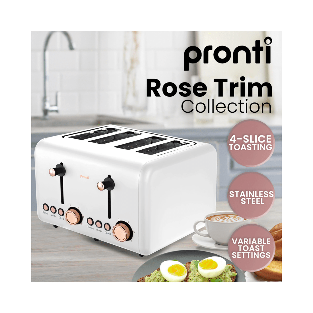 5 Pronti Toaster, Kettle And Coffee Machine Breakfast Set - White, 5 of 10