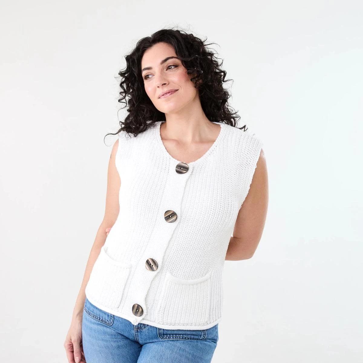 1 Fisherman Rib Vest WHITE, 1 of 6