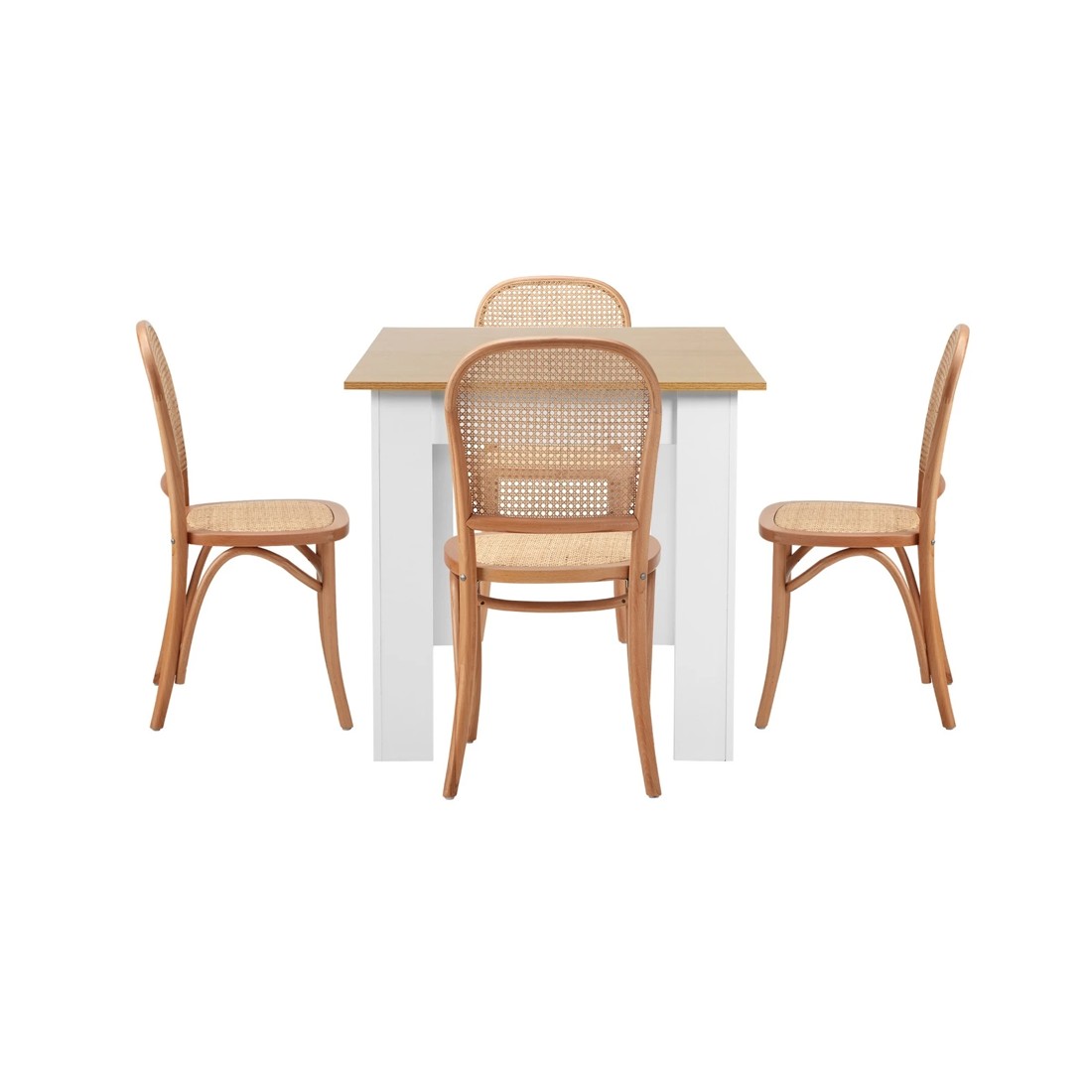 9 Oikiture 160cm Extendable Dining Table with 4PCS Dining Chairs Rattan - Natural, 9 of 9
