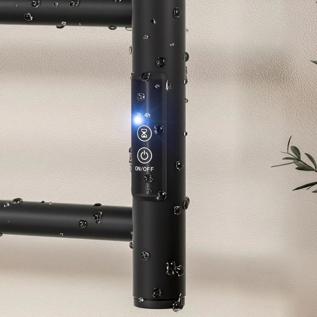 5 Devanti Heated Towel Rail 6 Round Bars  with Timer Electric Heater Warmer Rack - Black, 5 of 6