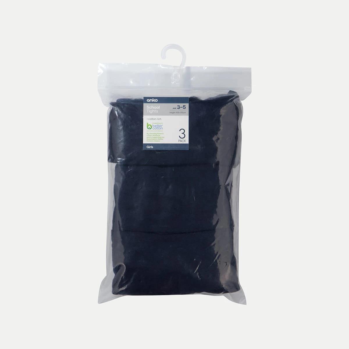 3 3 Pack School Cotton Rich Tights Navy, 3 of 3