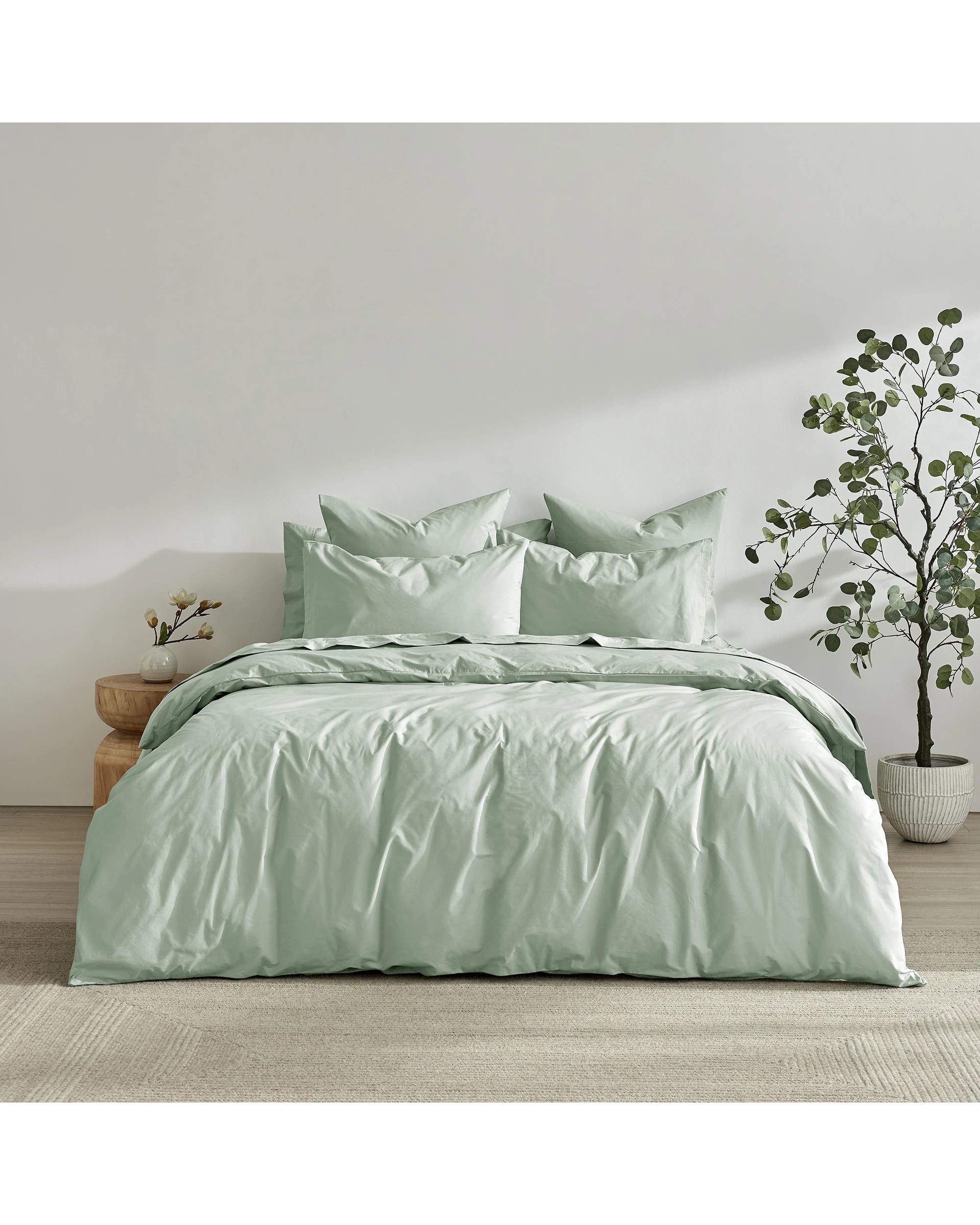 7 Dreamaker 300TC Cotton Percale Quilt Cover Set - Queen Bed - Sage, 7 of 7